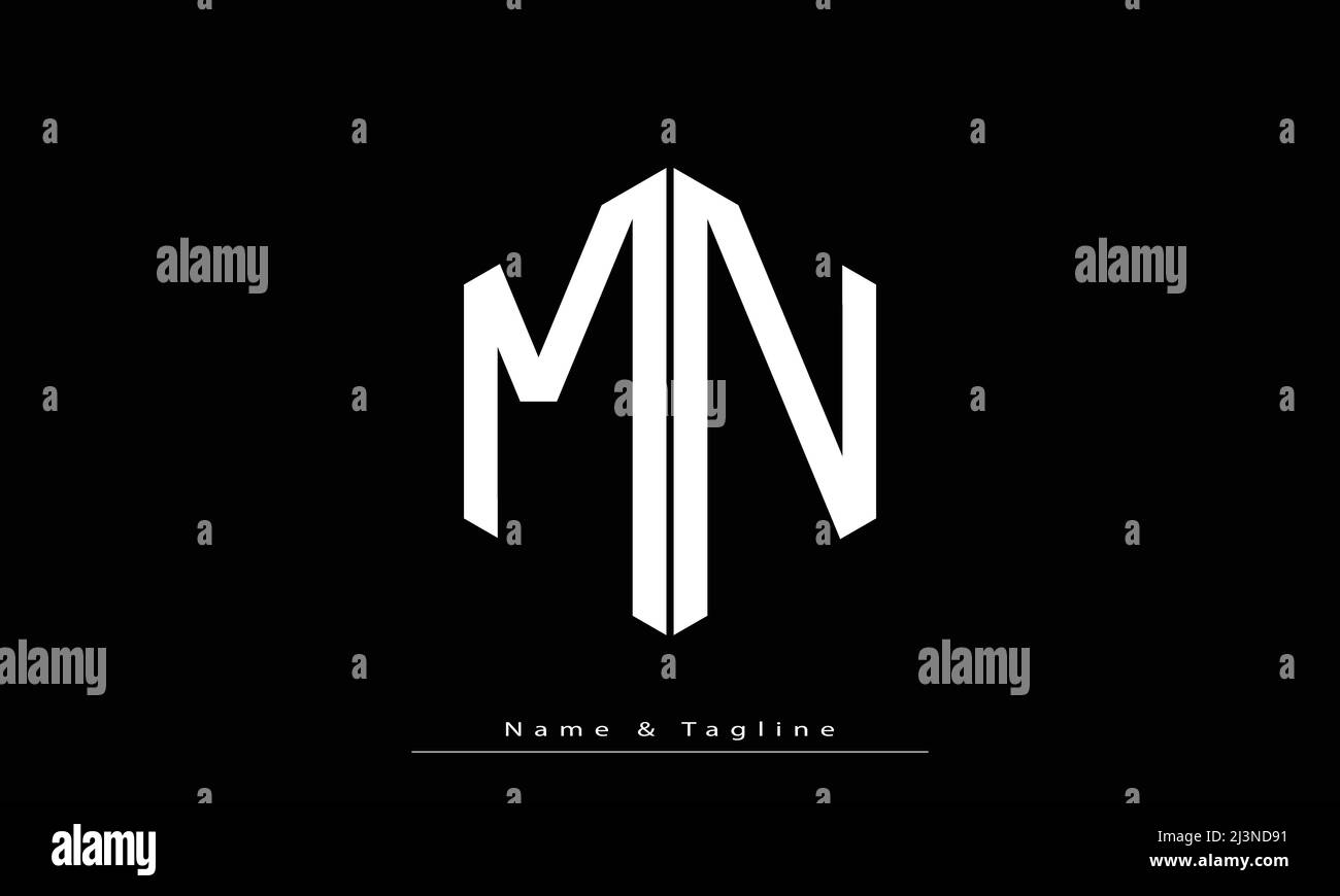Lettere alfabetiche iniziali logo monogramma MN, NM Illustrazione Vettoriale