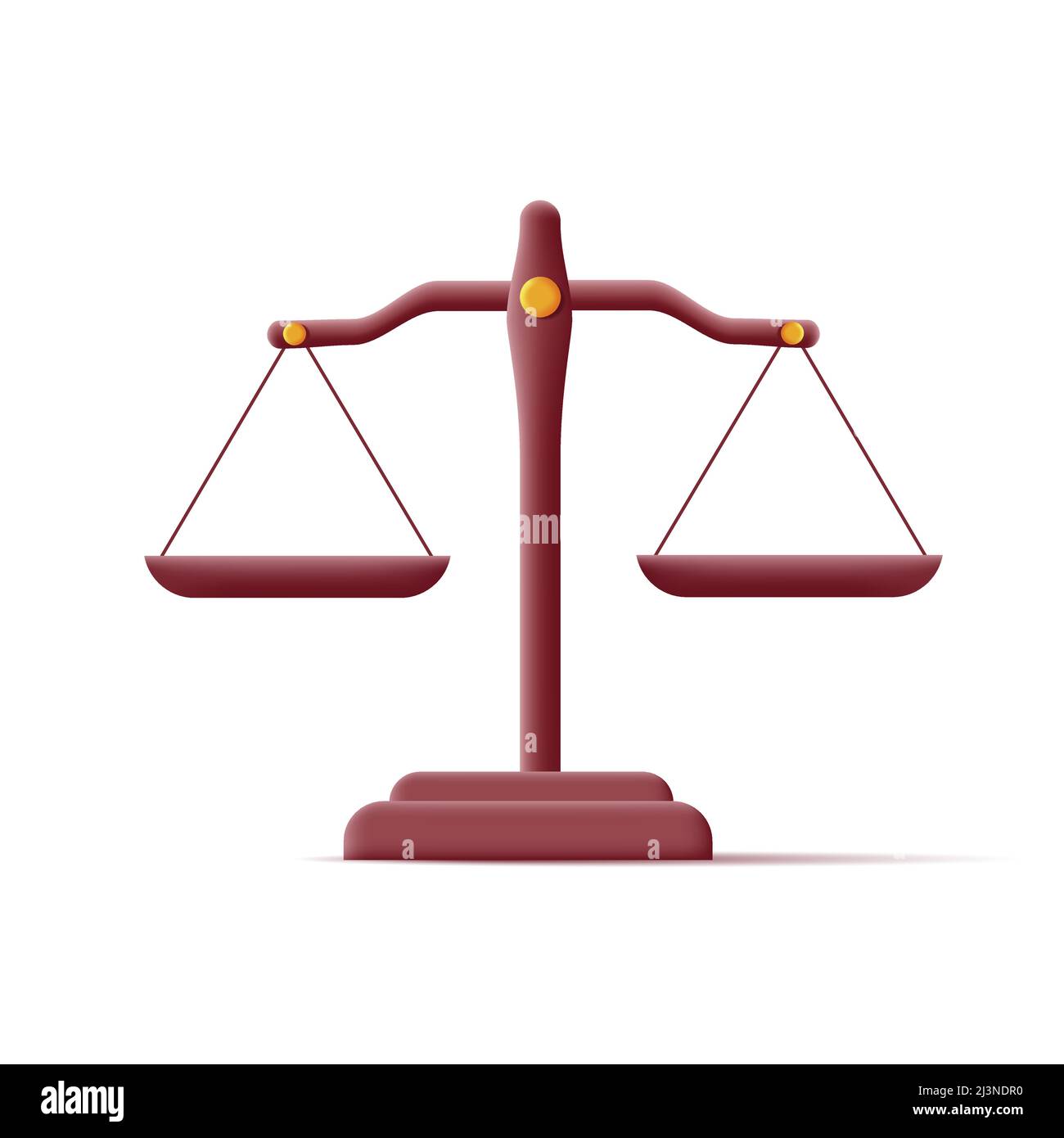 3d illustrazione di scale di giustizia in legno marrone. Illustrazione vettoriale, isolata Illustrazione Vettoriale