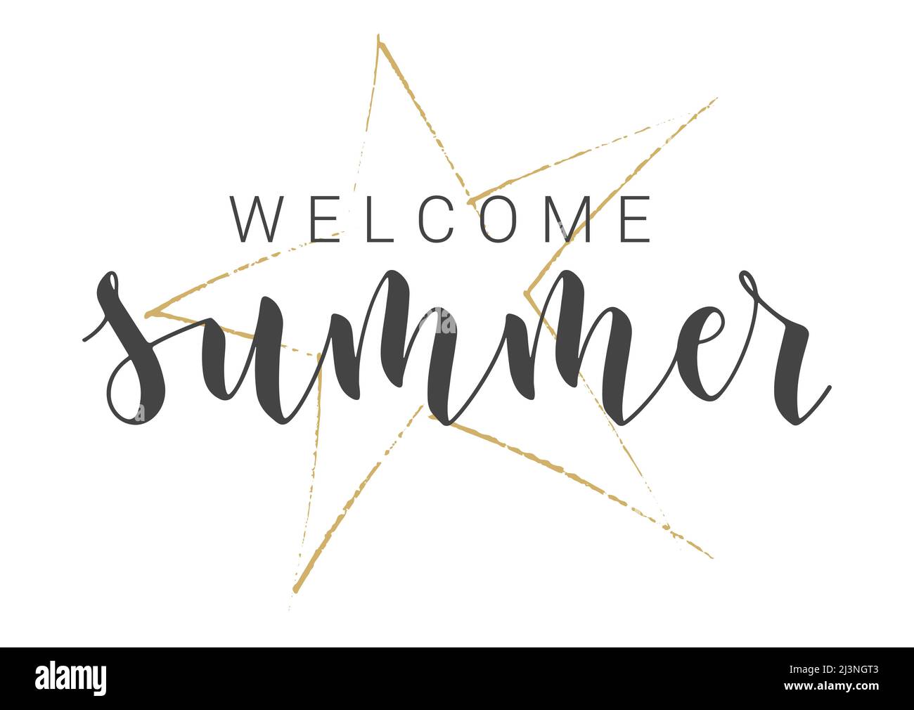 Scritta a mano di Welcome Summer. Modello per Banner, biglietto, invito, Party, Poster, Prodotto Web o di stampa. Illustrazione Vettoriale