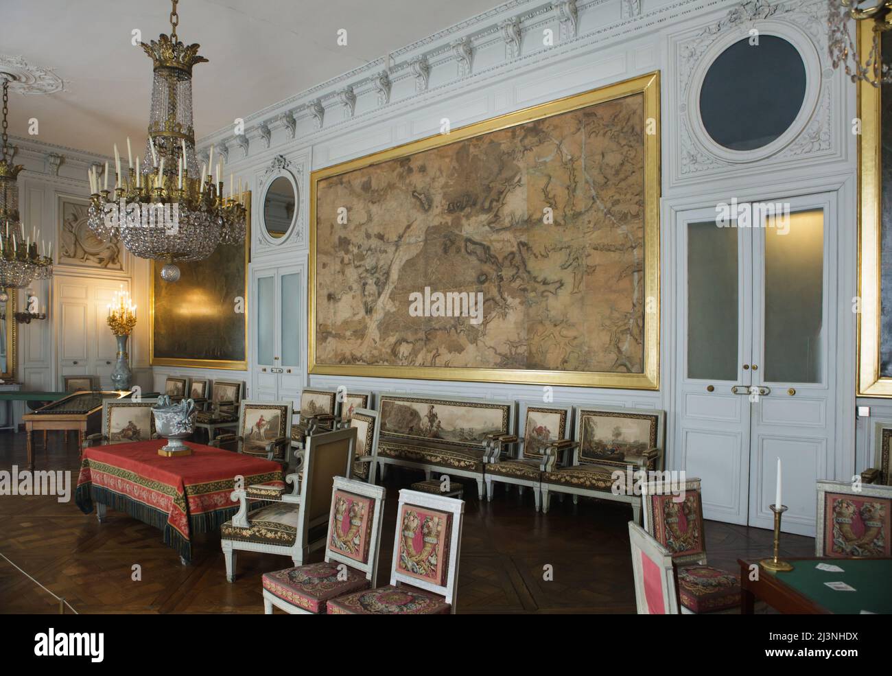 Sala mappe (Salon des Cartes) presso l'Château de Compiègne di Compiègne, Francia. Foto Stock