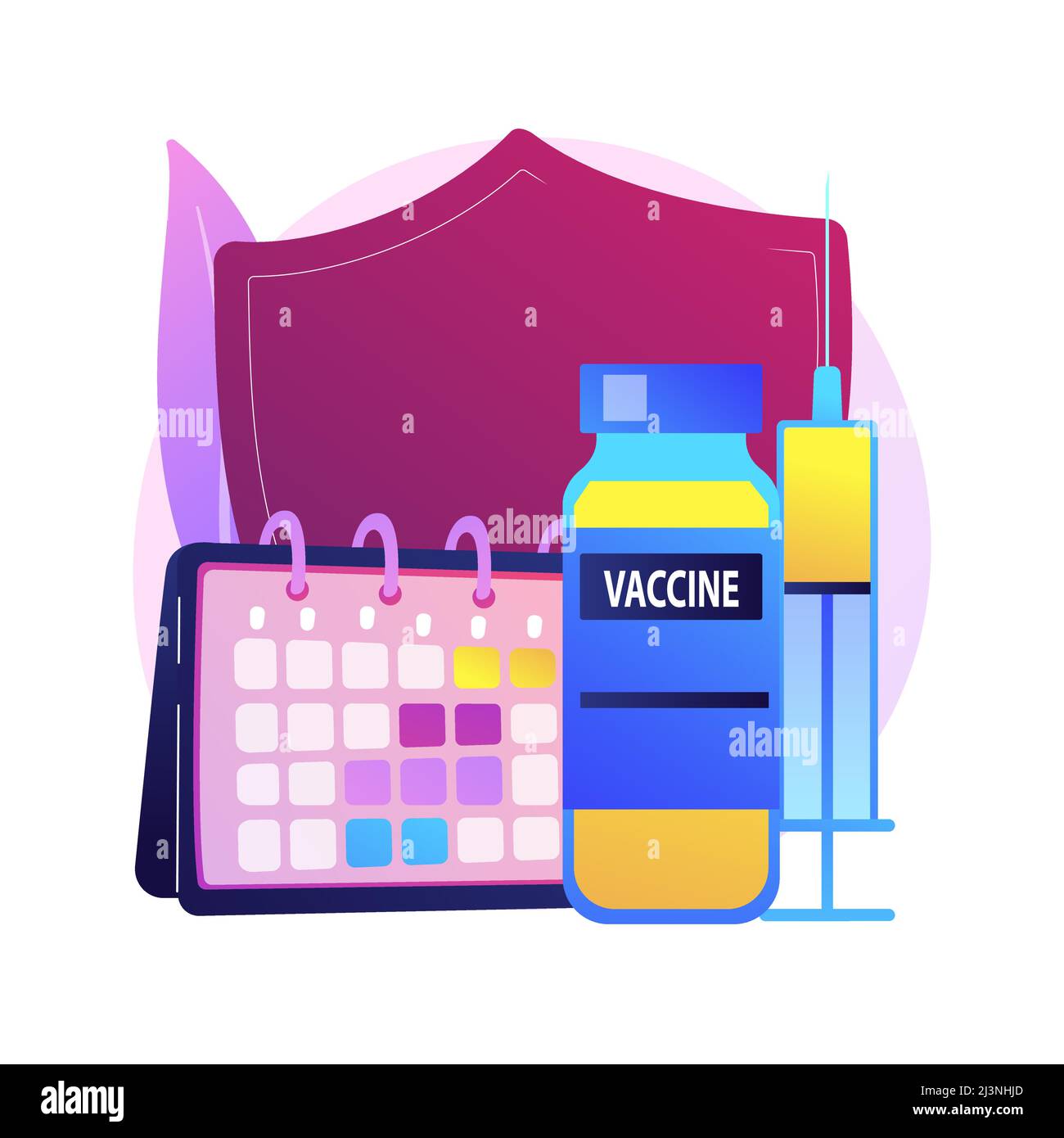 Illustrazione vettoriale del concetto astratto del programma di vaccinazione. Informazioni sulla vaccinazione, programma di immunizzazione, prevenzione delle malattie infettive, vaccino, salute prote Illustrazione Vettoriale