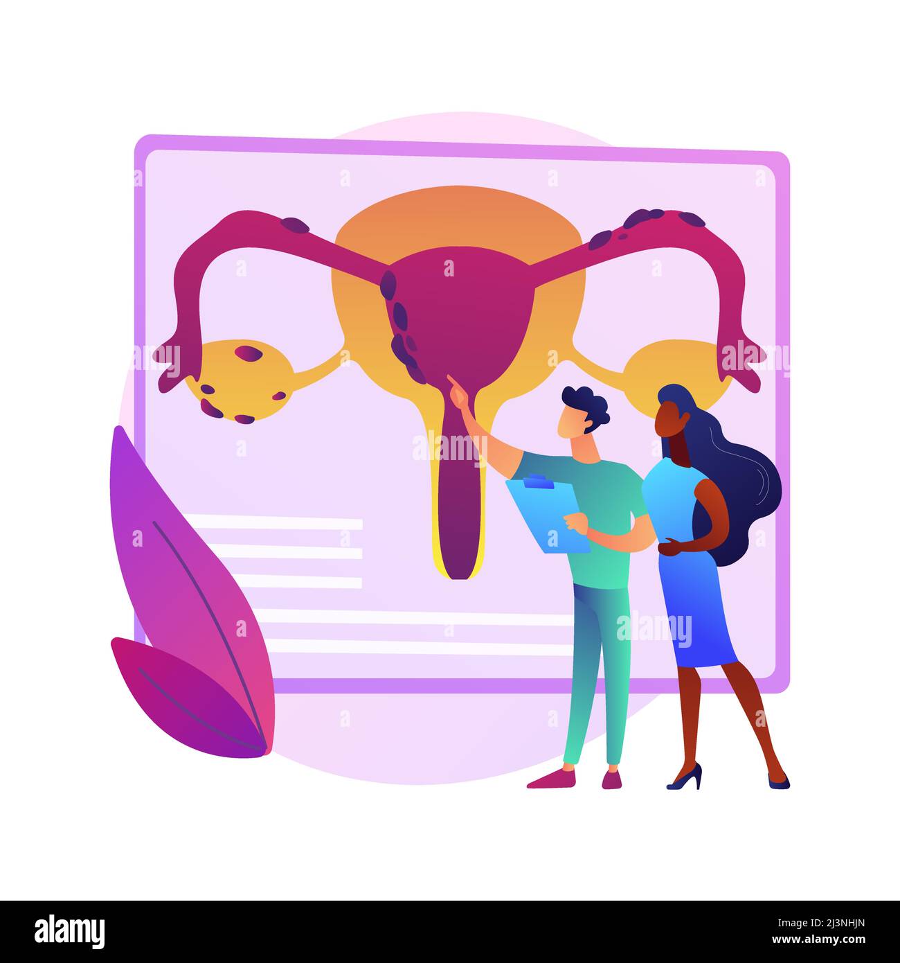 Illustrazione vettoriale del concetto astratto di endometriosi. Disfunzionalità dell'endometrio, clinica ginecologica, diagnostica e trattamento dell'endometriosi, femmina Illustrazione Vettoriale