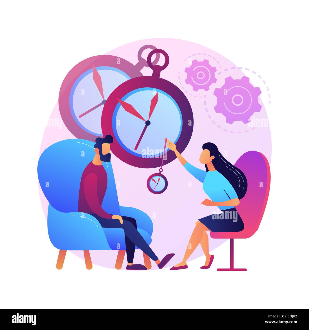 Ipnosi pratica illustrazione vettoriale concetto astratto. Alterazione dello stato d'animo, servizi di trattamento ipnosi, pratica psichiatria, aw periferica ridotta Illustrazione Vettoriale