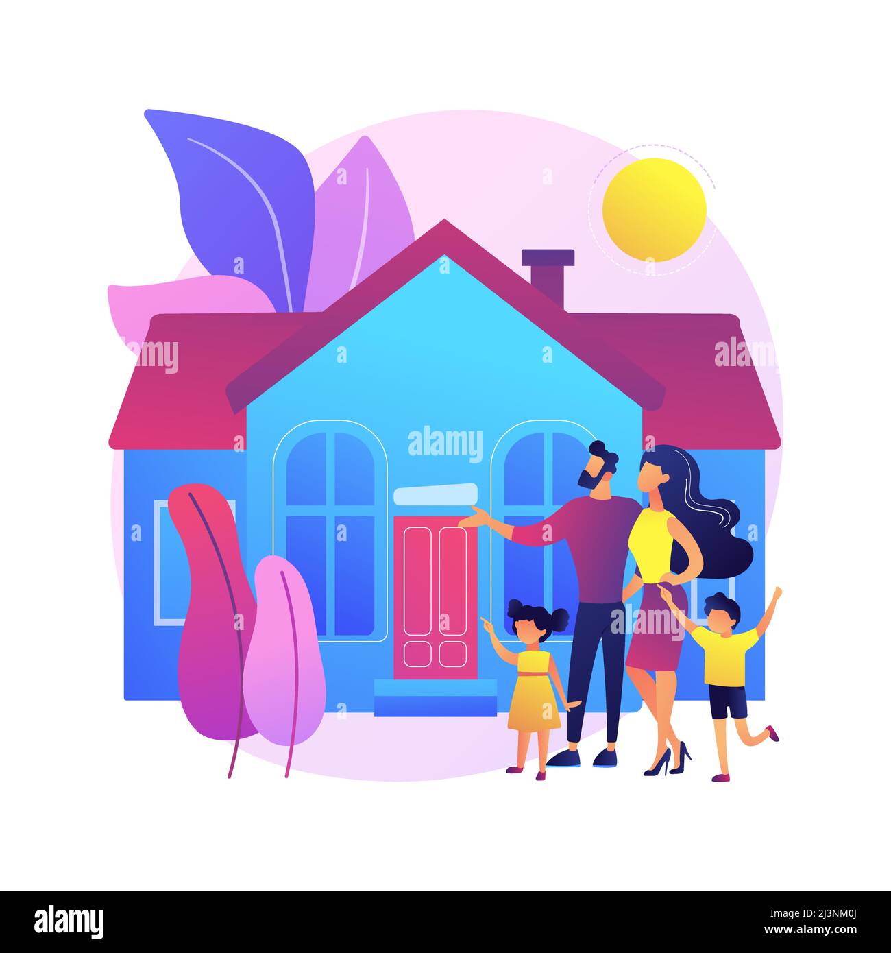 Illustrazione vettoriale concetto astratto della casa di famiglia. Casa singola, casa familiare, abitazione singola, casa cittadina, residenza privata, morta Illustrazione Vettoriale