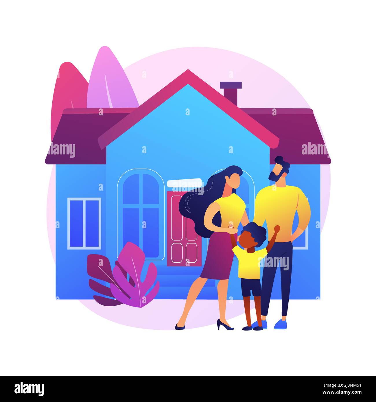 Illustrazione vettoriale concetto astratto della casa di famiglia. Casa singola, casa familiare, abitazione singola, casa cittadina, residenza privata, morta Illustrazione Vettoriale