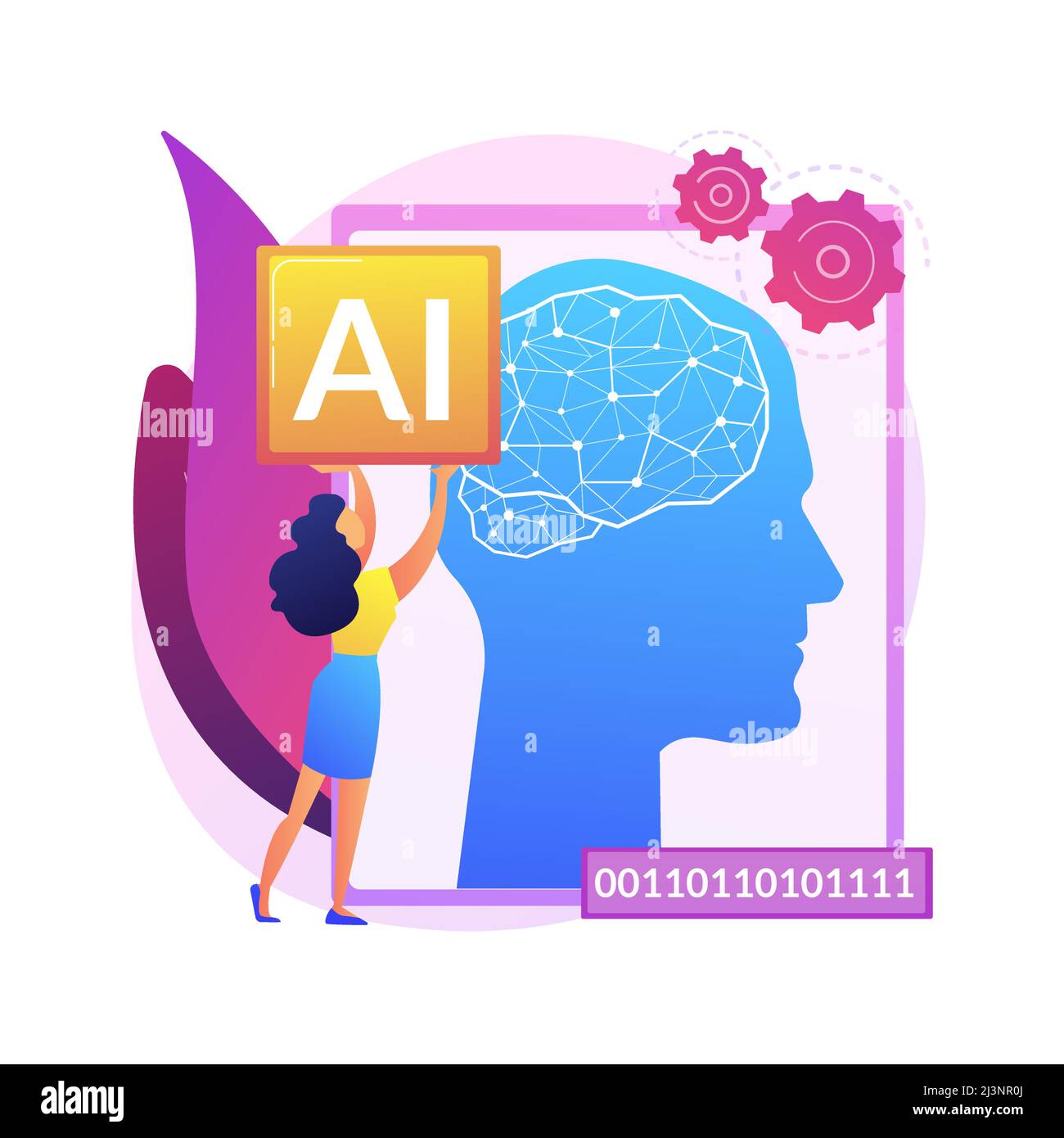 Illustrazione vettoriale del concetto astratto di intelligenza artificiale. Intelligenza artificiale, apprendimento automatico, evoluzione dell'intelligenza artificiale, alta tecnologia, tecnologia all'avanguardia Illustrazione Vettoriale