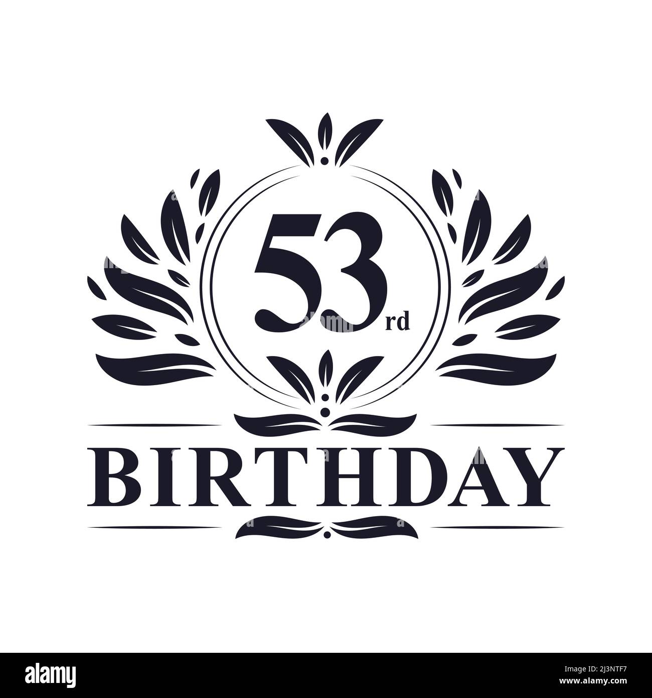 Festa di compleanno 53rd, lusso 53 anni compleanno logo design. Illustrazione Vettoriale