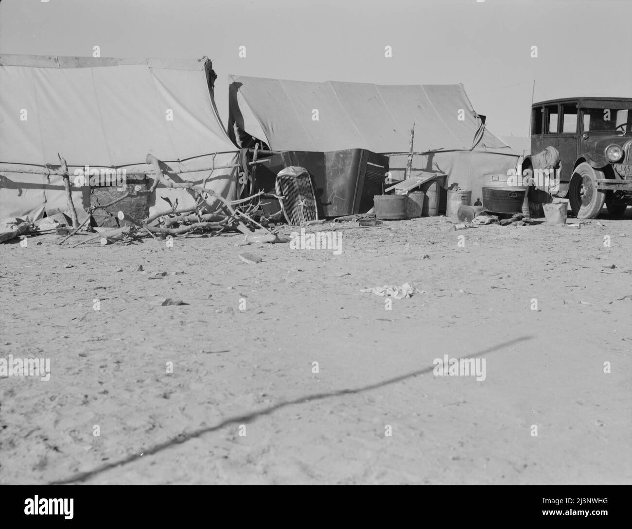 Accampamento di lavoratori migratori. Imperial County, California. Foto Stock