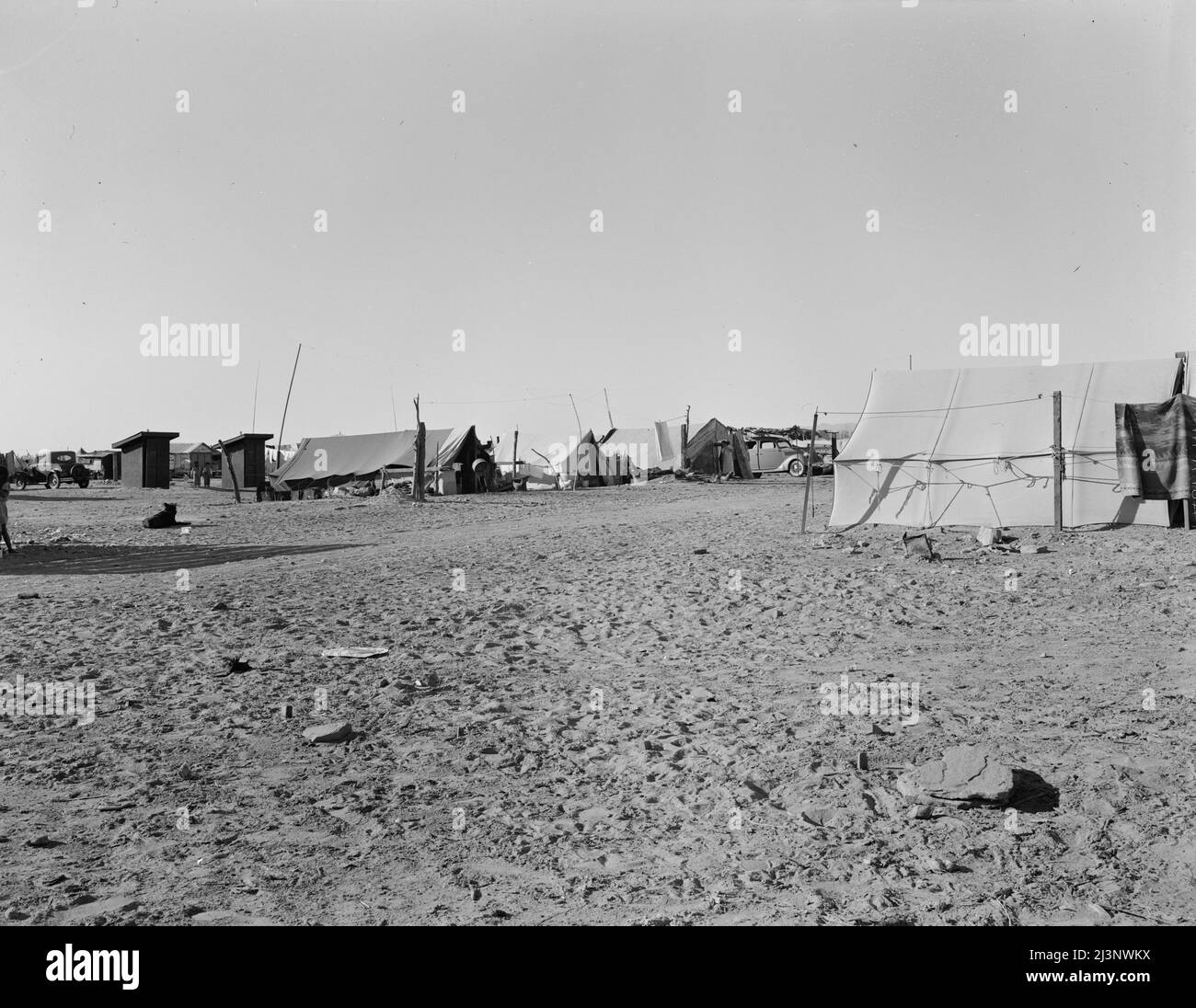 Accampamento di lavoratori agricoli migratori. Imperial County, California. Foto Stock