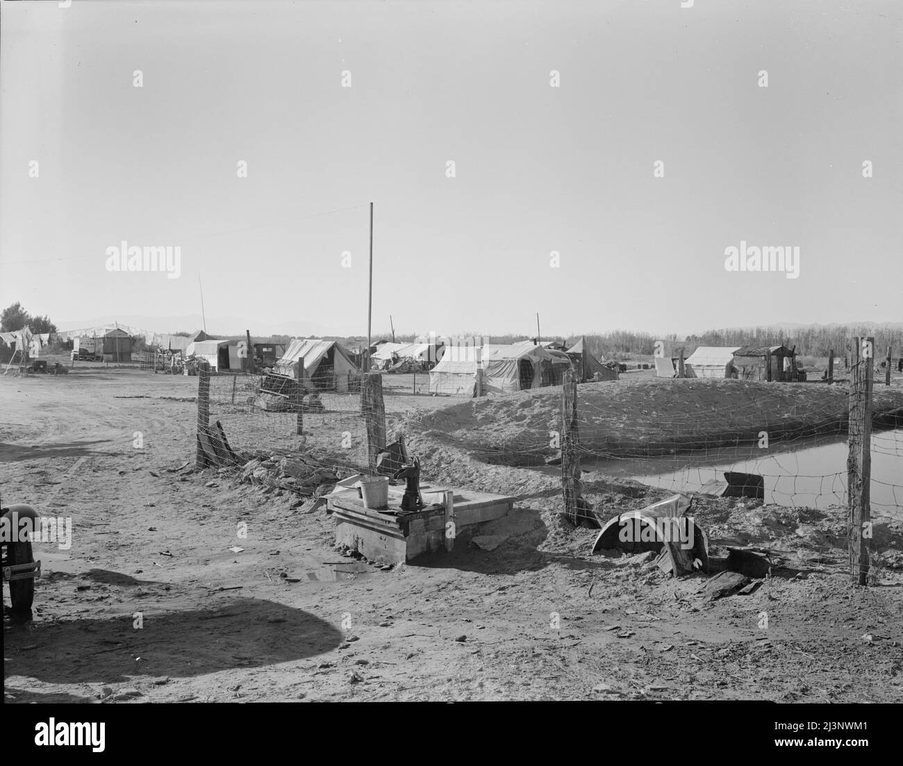 Accampamento di lavoratori agricoli migratori. Imperial County, California. Foto Stock