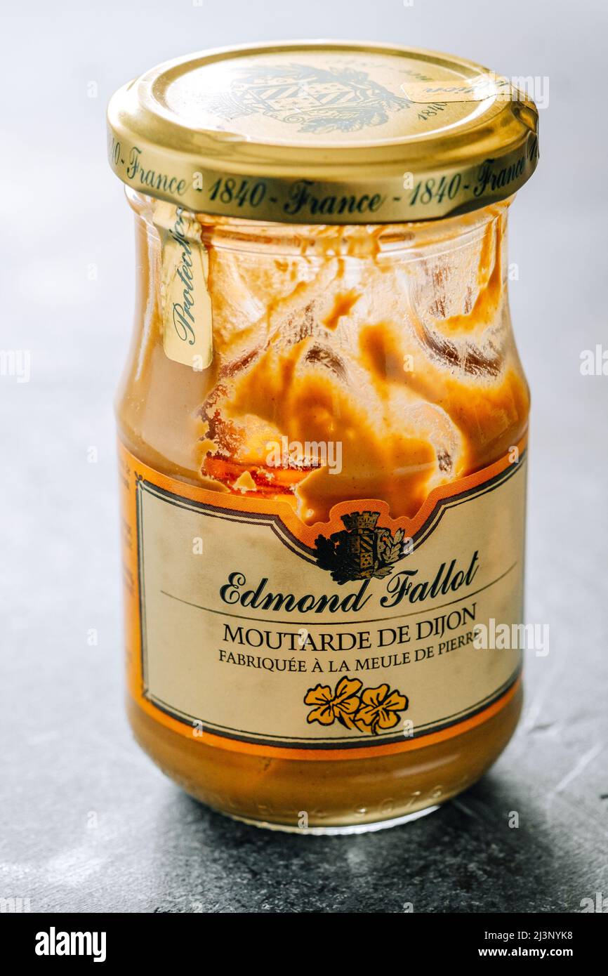 Vaso di senape francese di Digione Foto Stock