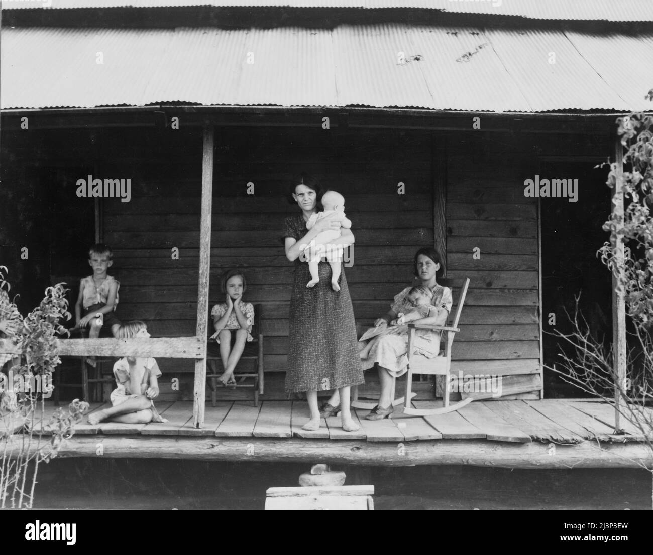 Famiglia di sharecropper in cotone. Macon County, Georgia. Foto Stock