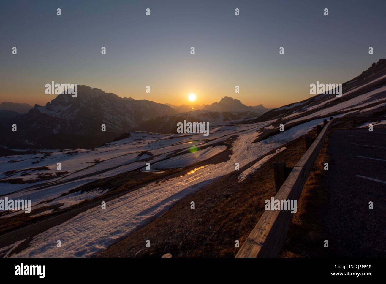 Escursioni al tramonto sulle Dolomiti Foto Stock