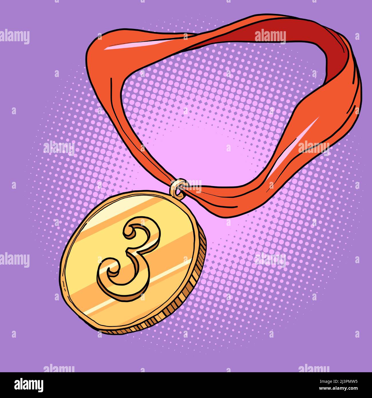 medaglia sportiva terza piazza 3 bronzo, partecipante al concorso Illustrazione Vettoriale