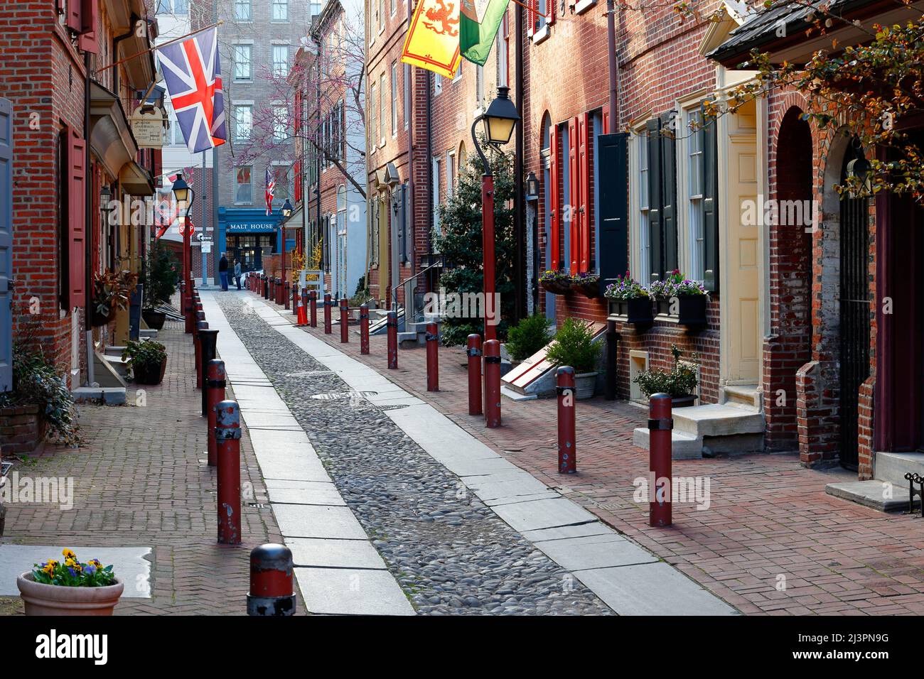Elfreth's Alley nel quartiere della città vecchia di Philadelphia, Pennsylvania. Foto Stock