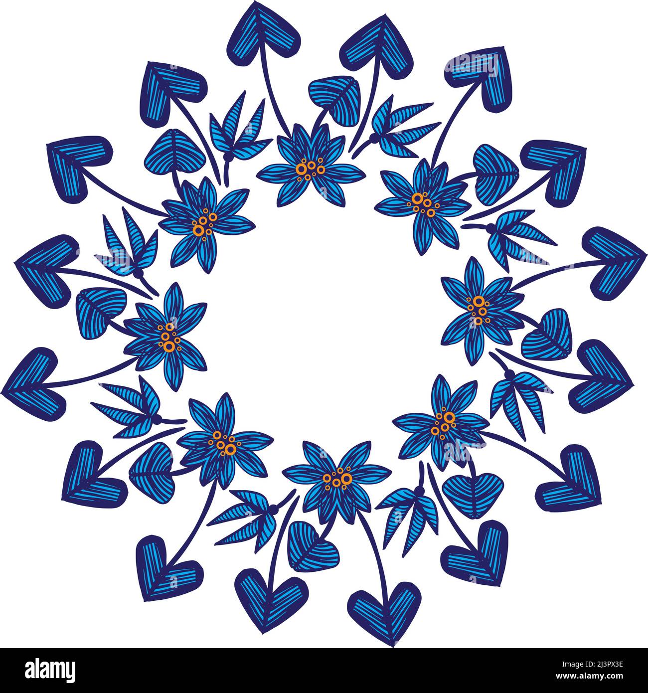 corona blu navy floreale semplice illustrazione vettoriale Illustrazione Vettoriale