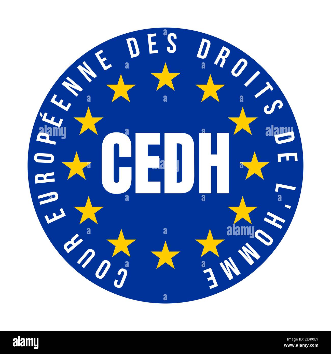 ECHR icona del simbolo della Corte europea dei diritti umani chiamata CEDH cour europeenne des droits de l'homme in lingua francese Foto Stock