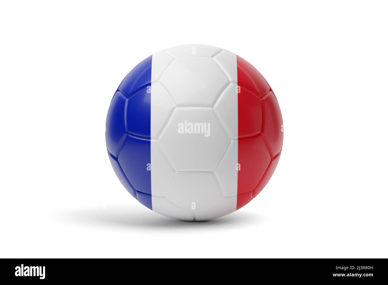 Pallone da calcio con i colori della bandiera francese. 3d illustrazione. Foto Stock