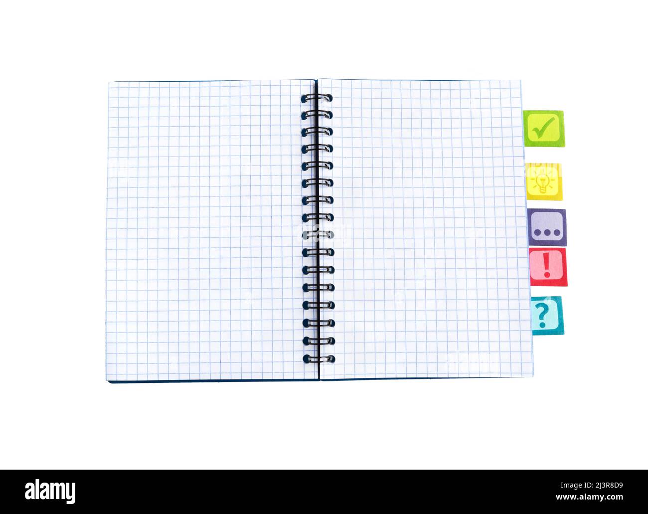 Notebook isolato su sfondo bianco. Notebook in carta. Blocco note vuoto. Foto Stock