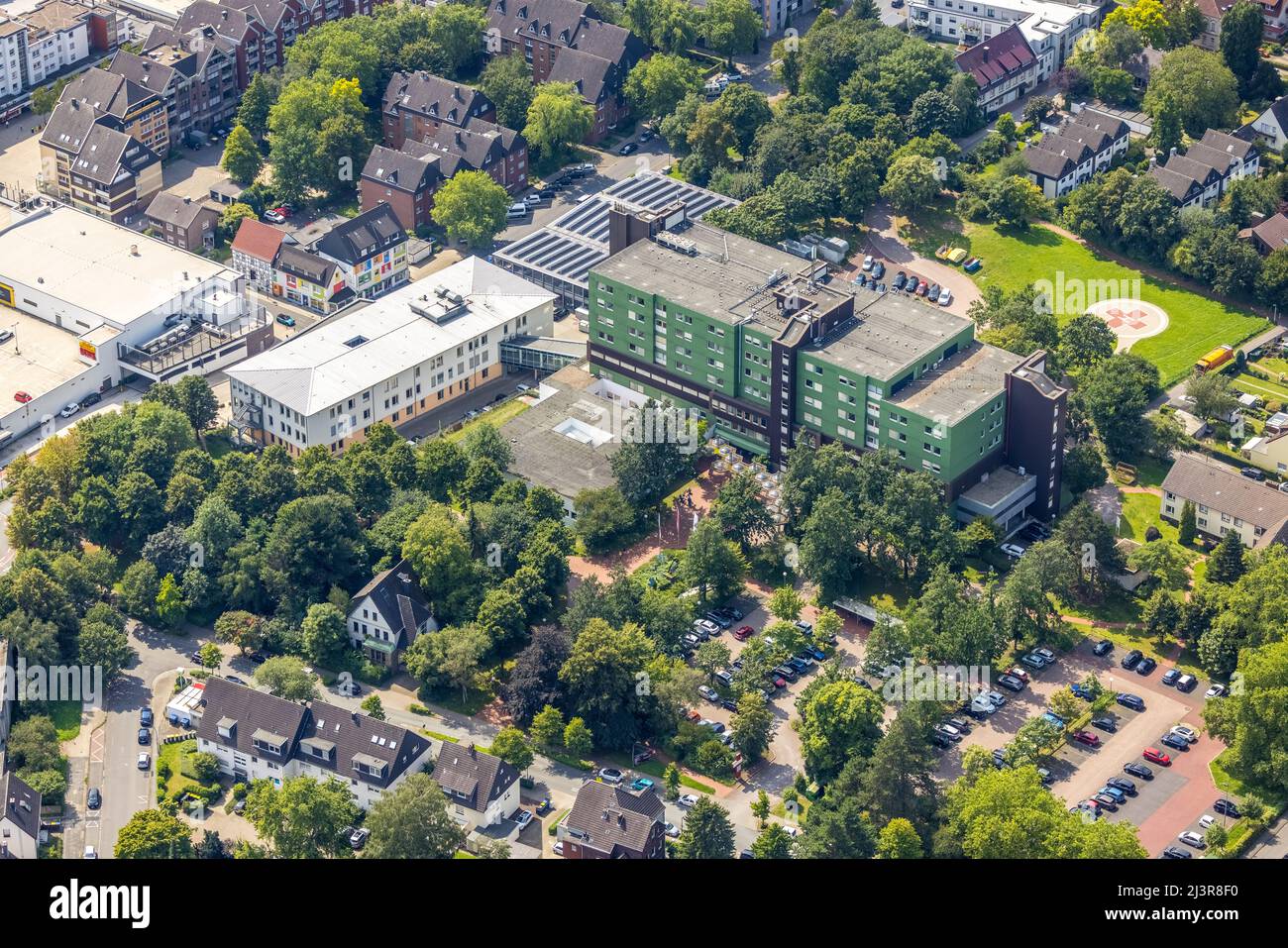 Vista aerea, Hellmig Hospital Kamen, Tannenberg Colony, Kamen, Ruhr Area, Renania Settentrionale-Vestfalia, Germania, Luftbild, Hellmig-Krankenhaus Kamen, Koloni Foto Stock