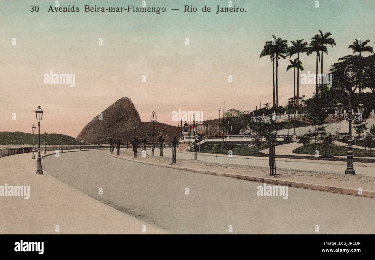 Avenida Beira-mar-Flamengo, Rio de Janeiro, Brasile, circa primi 1900s cartolina. Fotografo sconosciuto Foto Stock