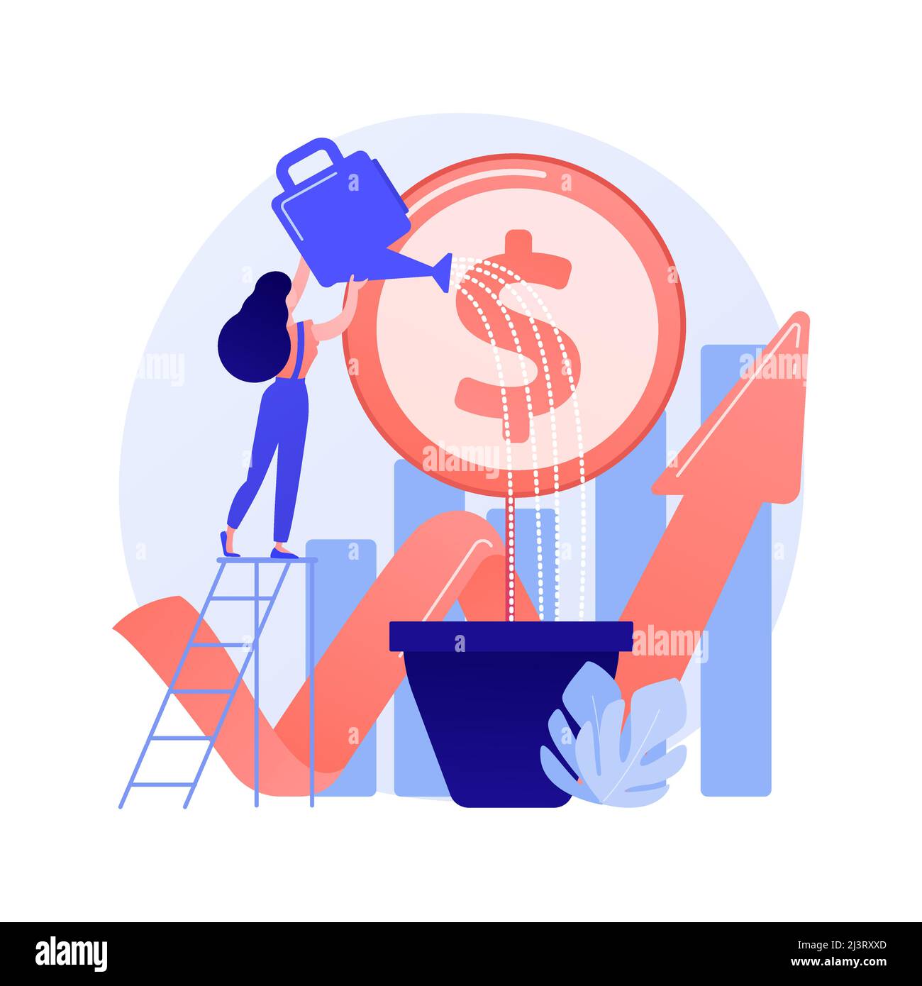 Investimenti finanziari. Analisi delle tendenze di mercato, investimenti in aree lucrative, concentrandosi su progetti redditizi. Progetto di finanziamento di imprese. V Illustrazione Vettoriale