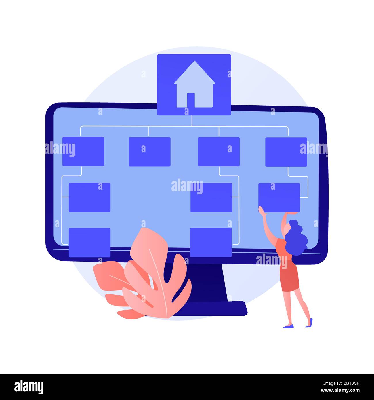 Sviluppo software, programmazione, interfaccia applicazione. Modernizzazione delle app per computer, ottimizzazione dei PC, impostazione dei programmi. Personaggio cartoon programmatore. Illustrazione Vettoriale
