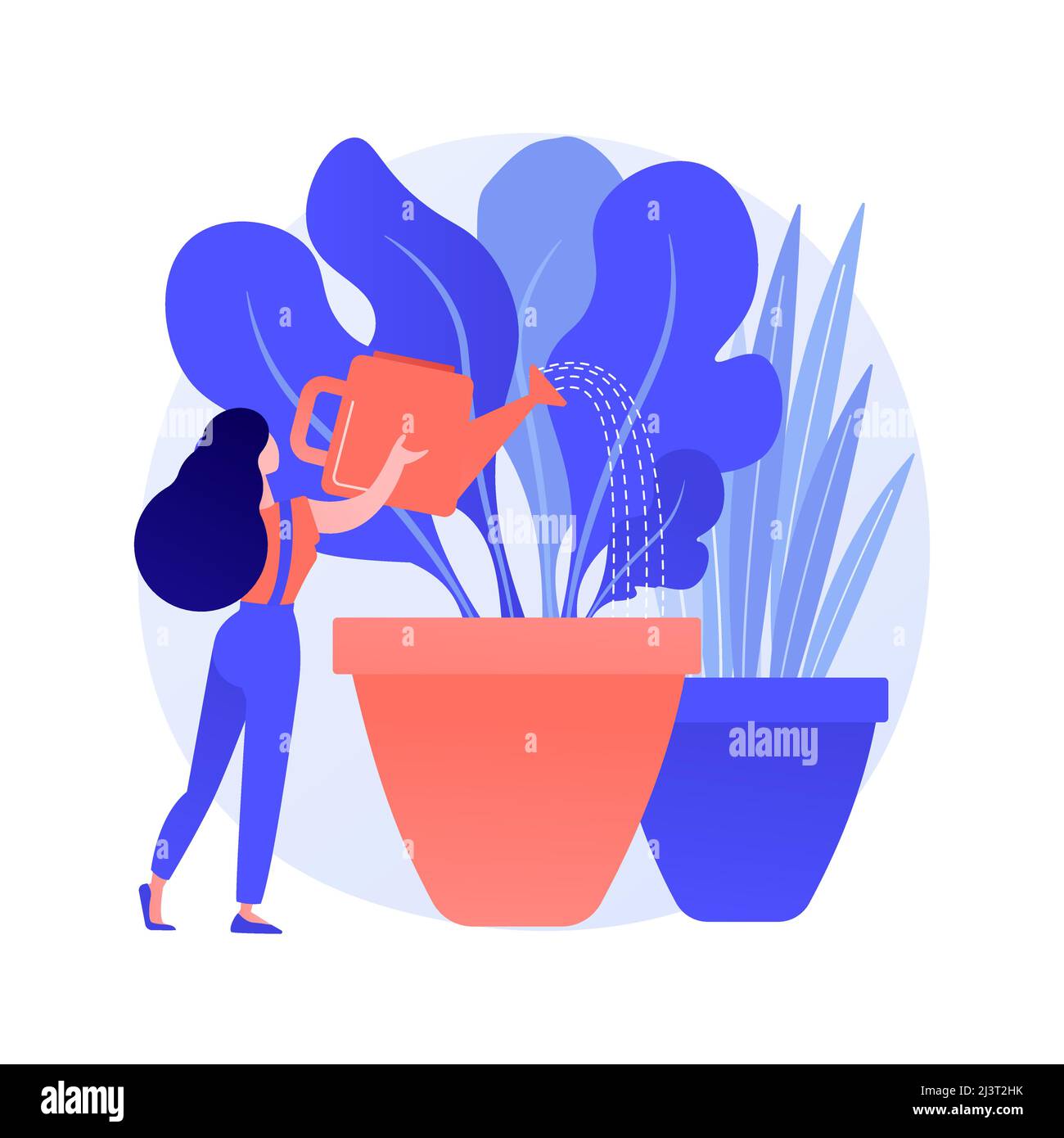 Home giardinaggio concetto astratto illustrazione vettoriale. Coltivare le proprie verdure all'interno, annaffiatura fiori, giardinaggio ecologico, riconnettersi con la natura, soggiorno Illustrazione Vettoriale