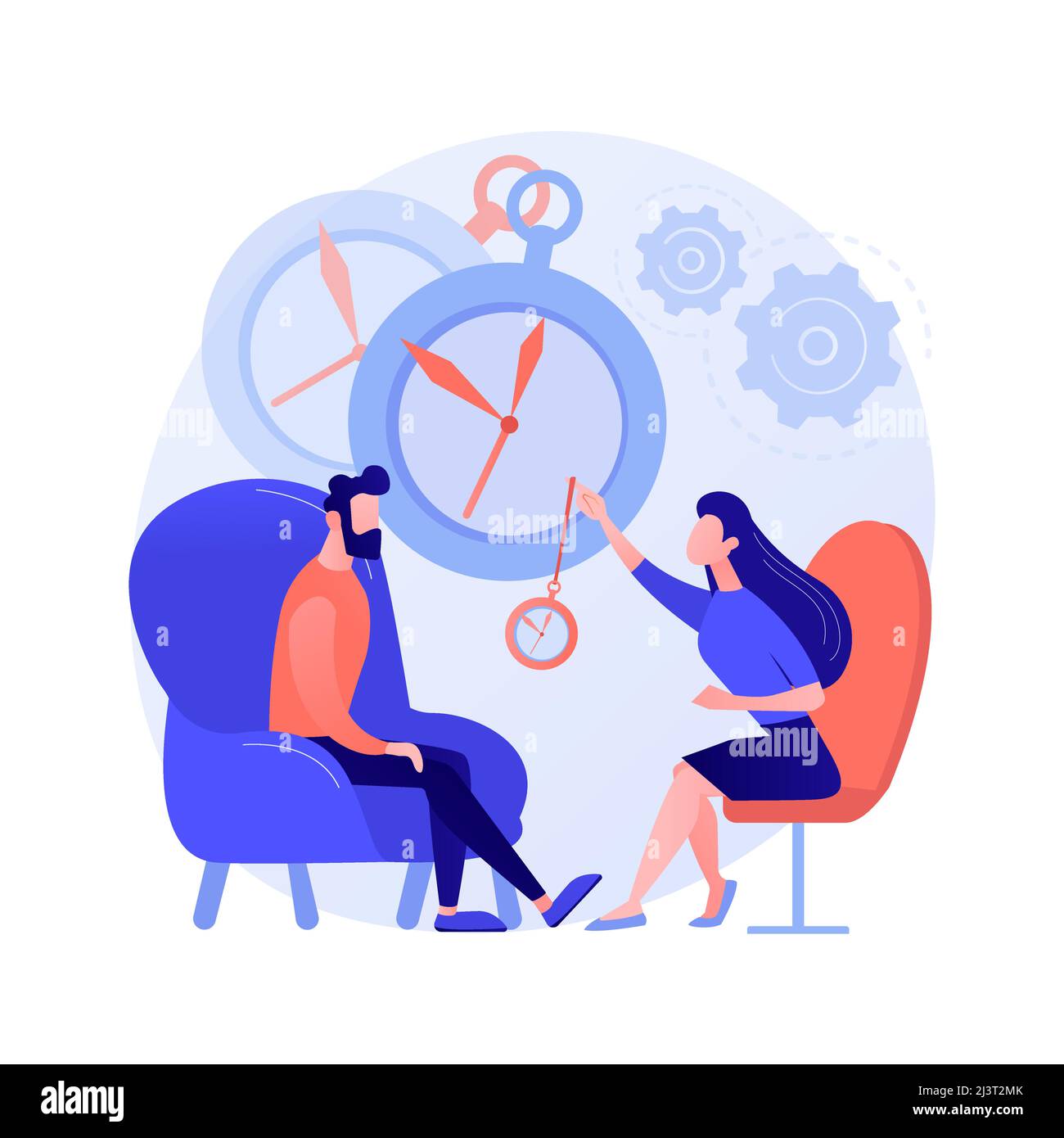 Ipnosi pratica illustrazione vettoriale concetto astratto. Alterazione dello stato d'animo, servizi di trattamento ipnosi, pratica psichiatria, aw periferica ridotta Illustrazione Vettoriale