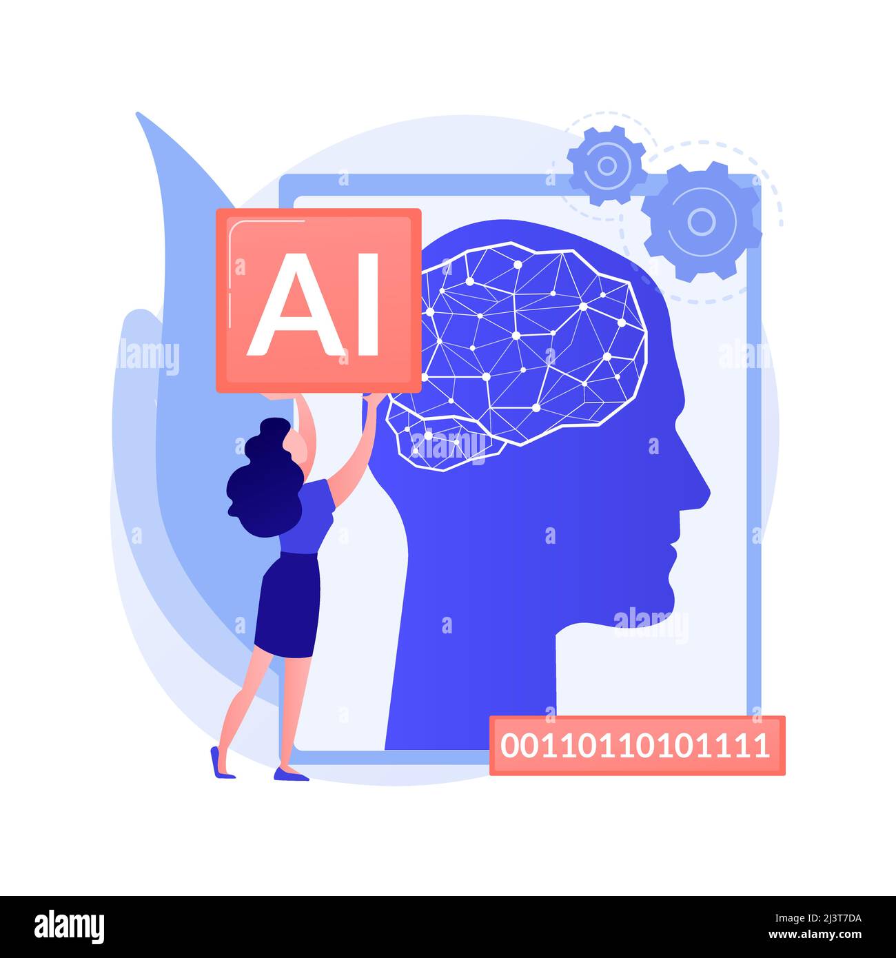 Illustrazione vettoriale del concetto astratto di intelligenza artificiale. Intelligenza artificiale, apprendimento automatico, evoluzione dell'intelligenza artificiale, alta tecnologia, tecnologia all'avanguardia Illustrazione Vettoriale