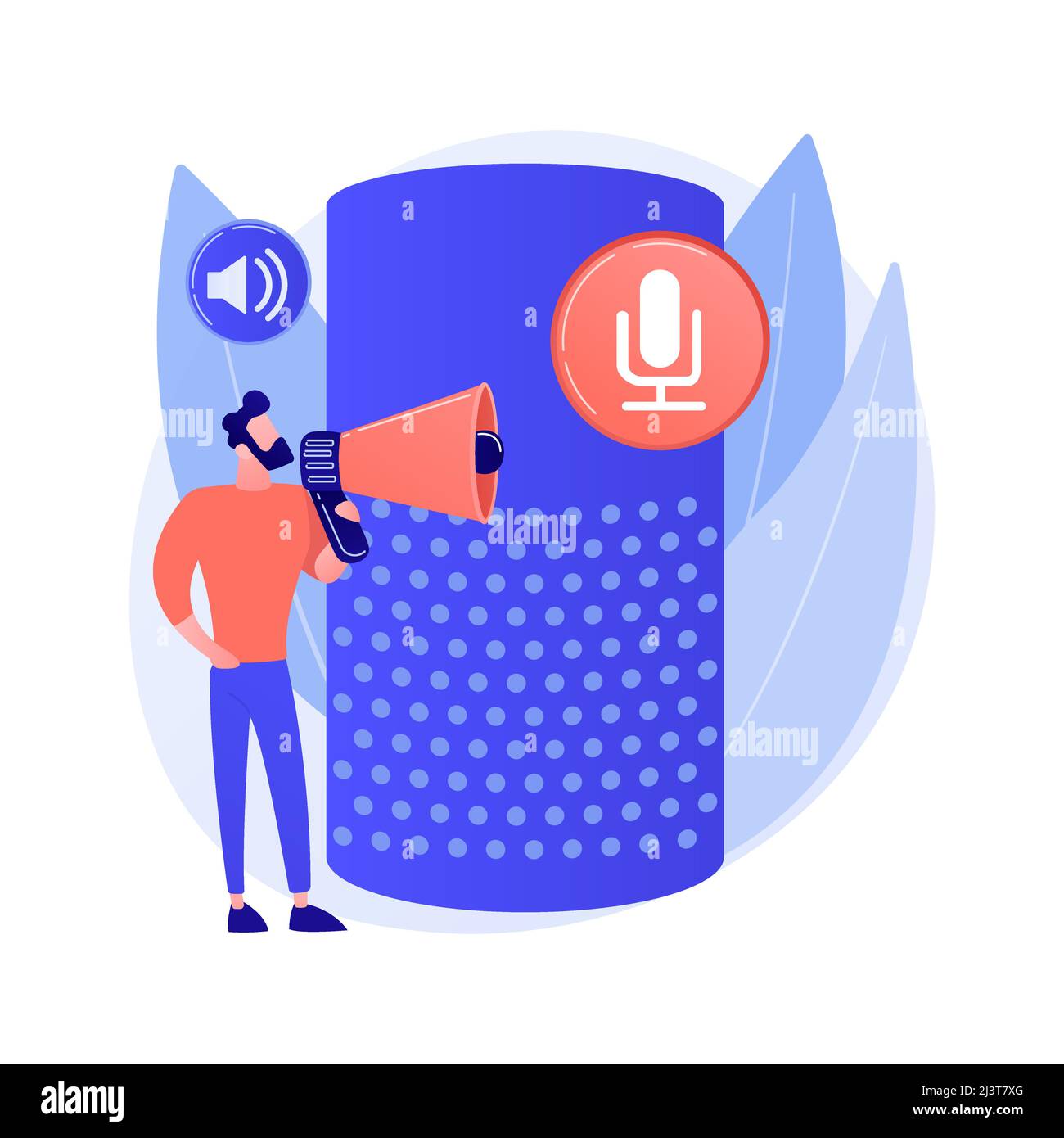 Illustrazione vettoriale del concetto astratto di controllo vocale. Sistema di comando vocale, funzione di accessibilità, tecnologia di riconoscimento vocale, dispositivo a mani libere acti Illustrazione Vettoriale