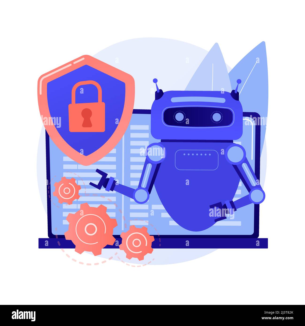 Illustrazione vettoriale del concetto astratto di cybersecurity industriale. Protezione dei dati industriali, sicurezza informatica aziendale, difesa da malware per la robotica, safegua Illustrazione Vettoriale