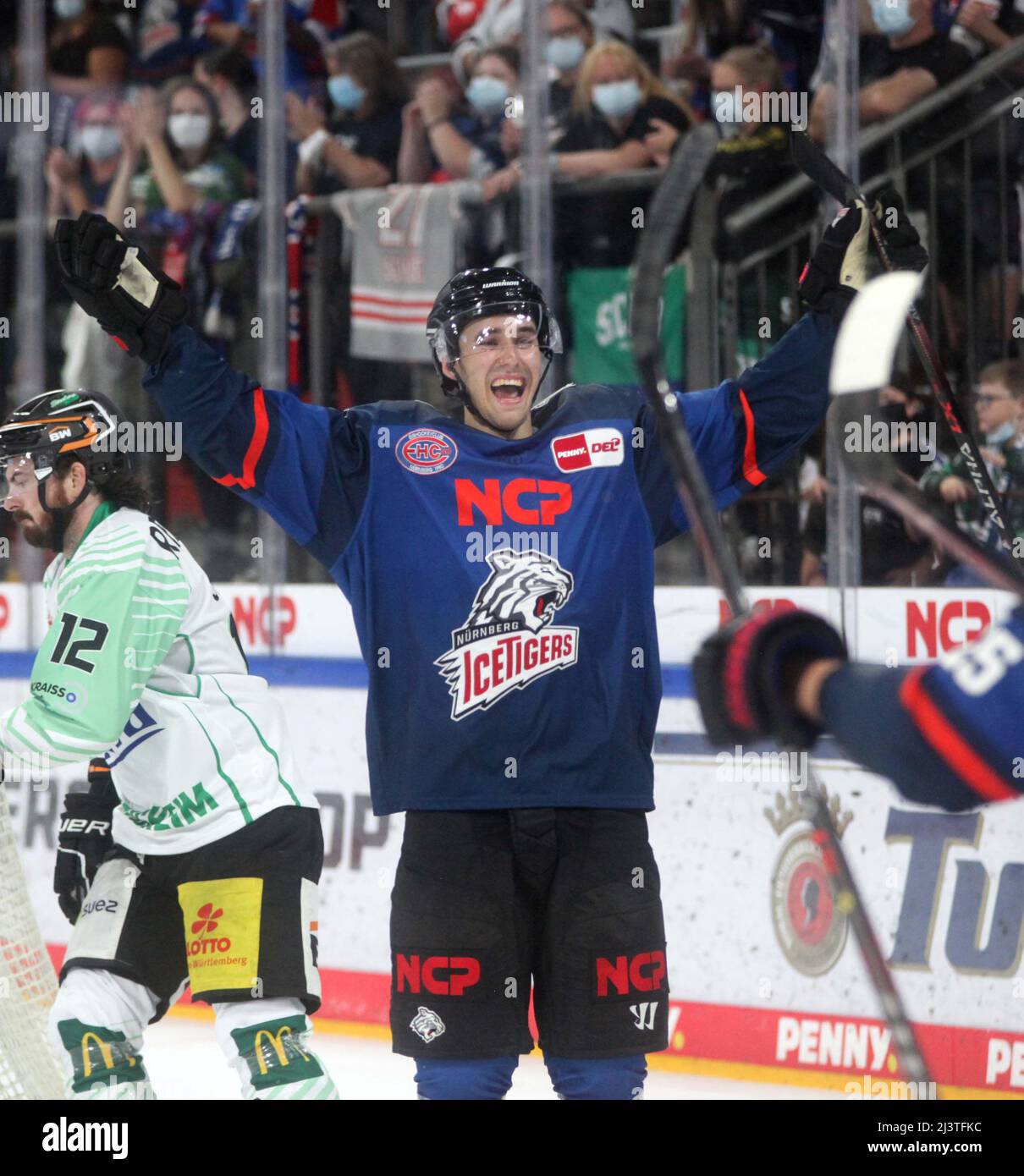 Nürnberg Ice Tigers spielen um den Einzug in die Play Off Foto Stock