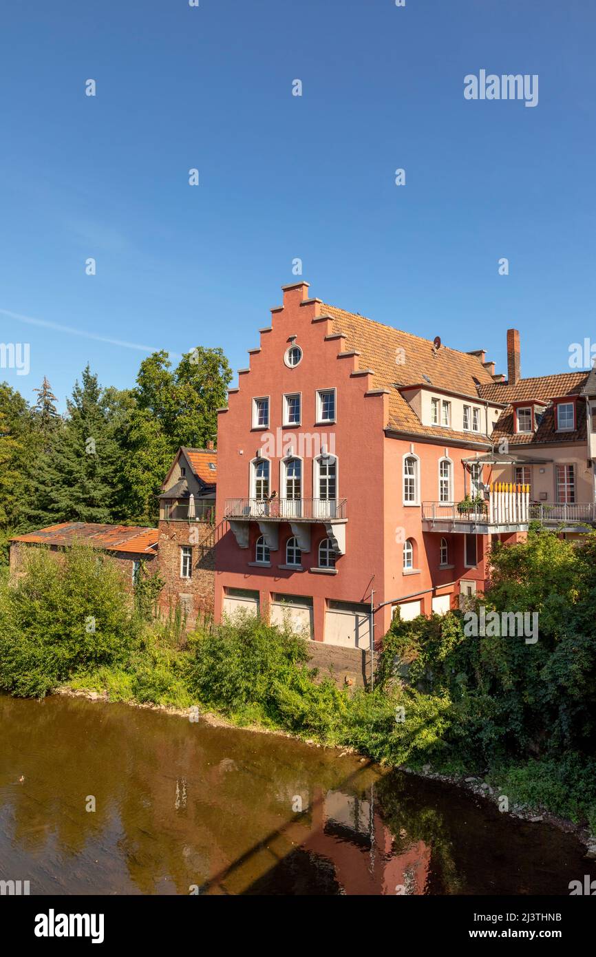 Bad Kreuznach, Brueckenhaeuser, Germania sotto il cielo blu Foto Stock