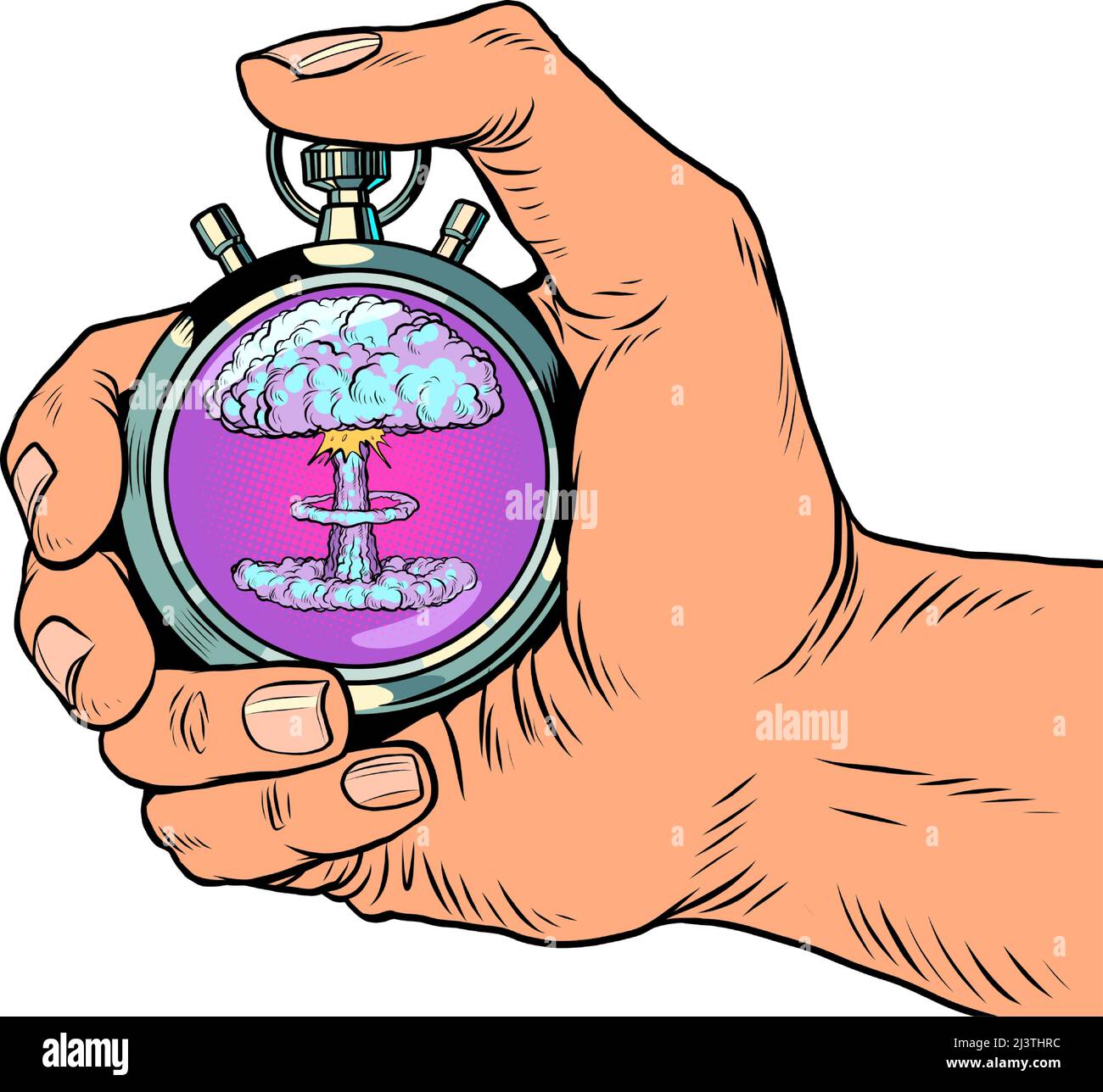 cronometro per esplosione nucleare, misuratore di velocità. Le frecce dell'orologio sono uno strumento preciso. Esegui Pop art retro illustrazione vettoriale caricatura fumetto Illustrazione Vettoriale