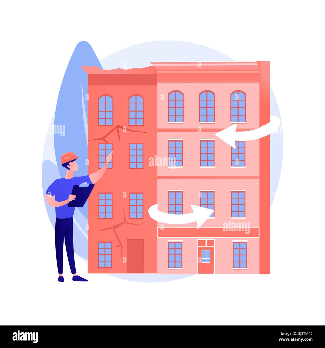 Illustrazione vettoriale del concetto astratto di modernizzazione degli edifici antichi. Servizi di edificazione, soluzioni di modernizzazione delle costruzioni, edifici storici insula Illustrazione Vettoriale