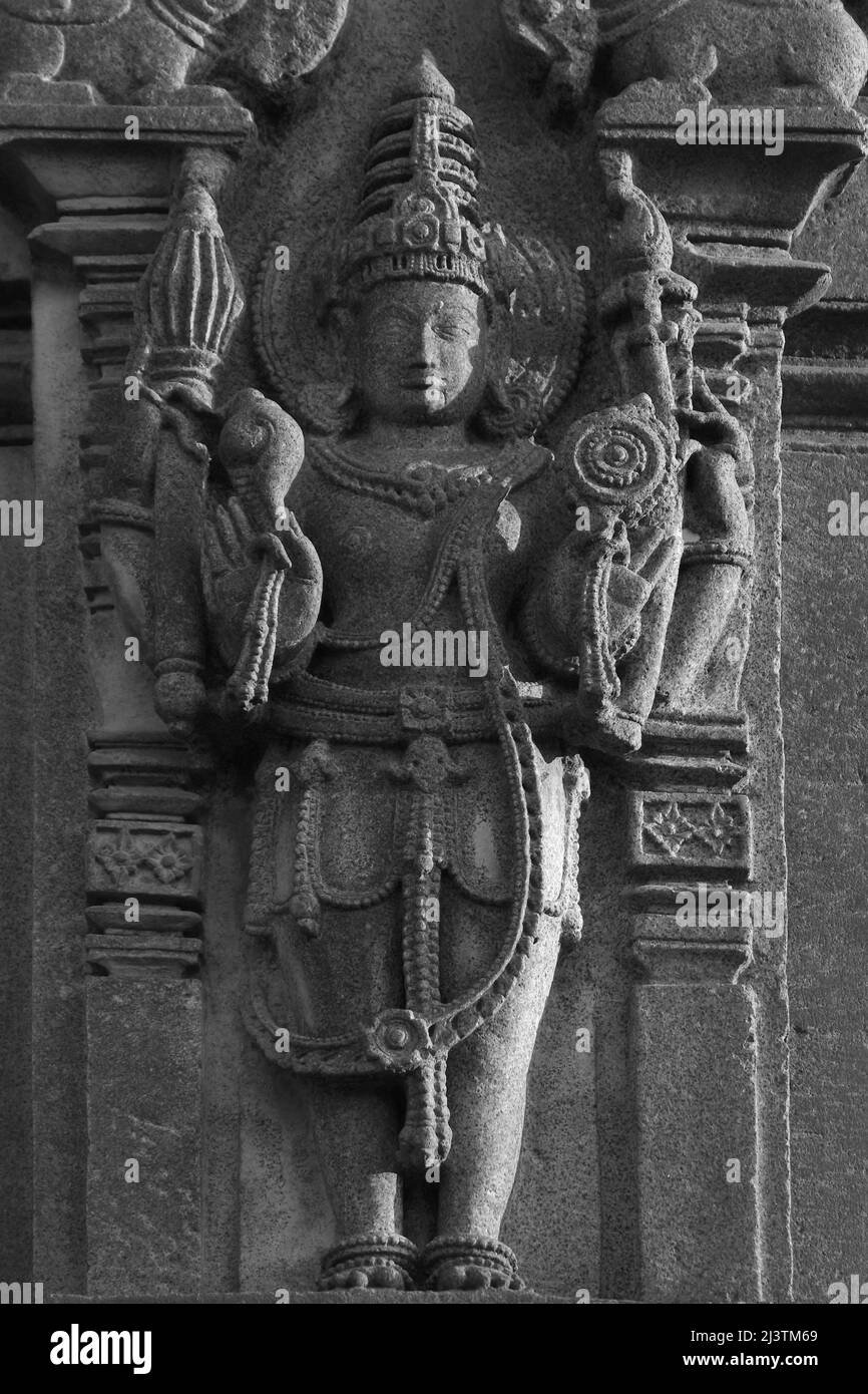 Il tempio compatto e ornato di Veeranarayana, il complesso del tempio di Chennakeshava, il tempio di Chennakeshava, Belur, Karnataka, India. Foto Stock