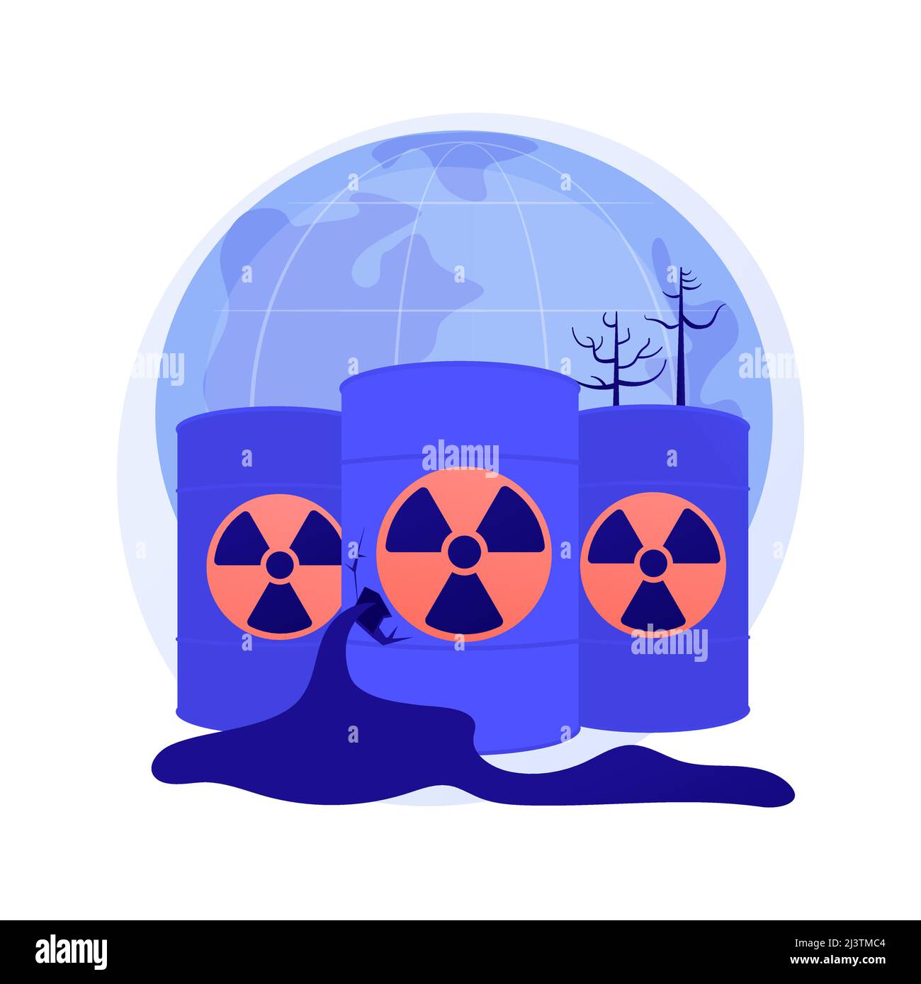 Illustrazione vettoriale del concetto astratto di inquinamento radioattivo. Rifiuti radioattivi pericolosi, rifiuti tossici, rischi di radiazioni, problemi ambientali, pericolosità Illustrazione Vettoriale