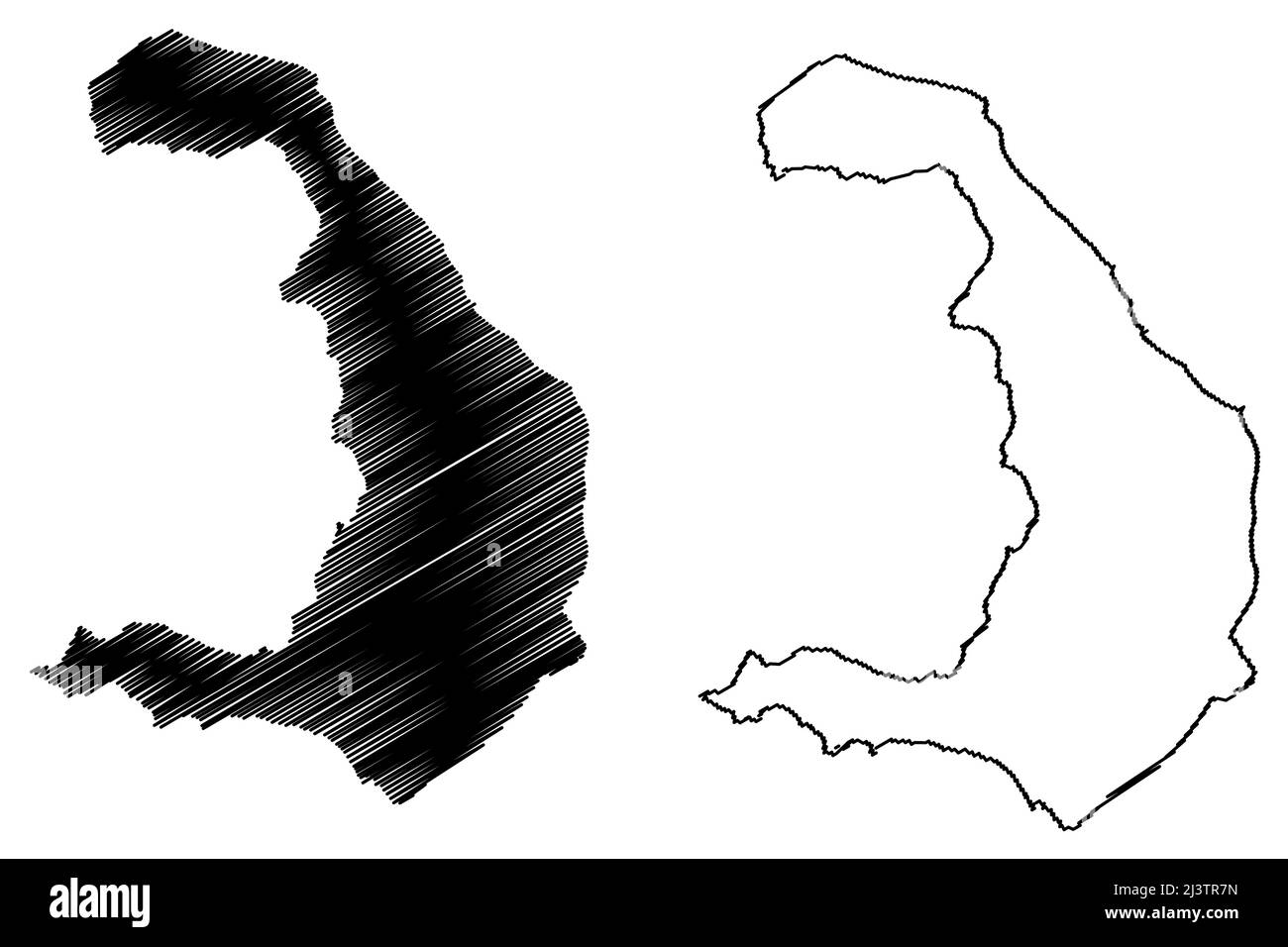 Isola di Santorini (Repubblica ellenica, Grecia, Mar Egeo) illustrazione vettoriale mappa, schizza traccia Thira o Thera mappa Illustrazione Vettoriale