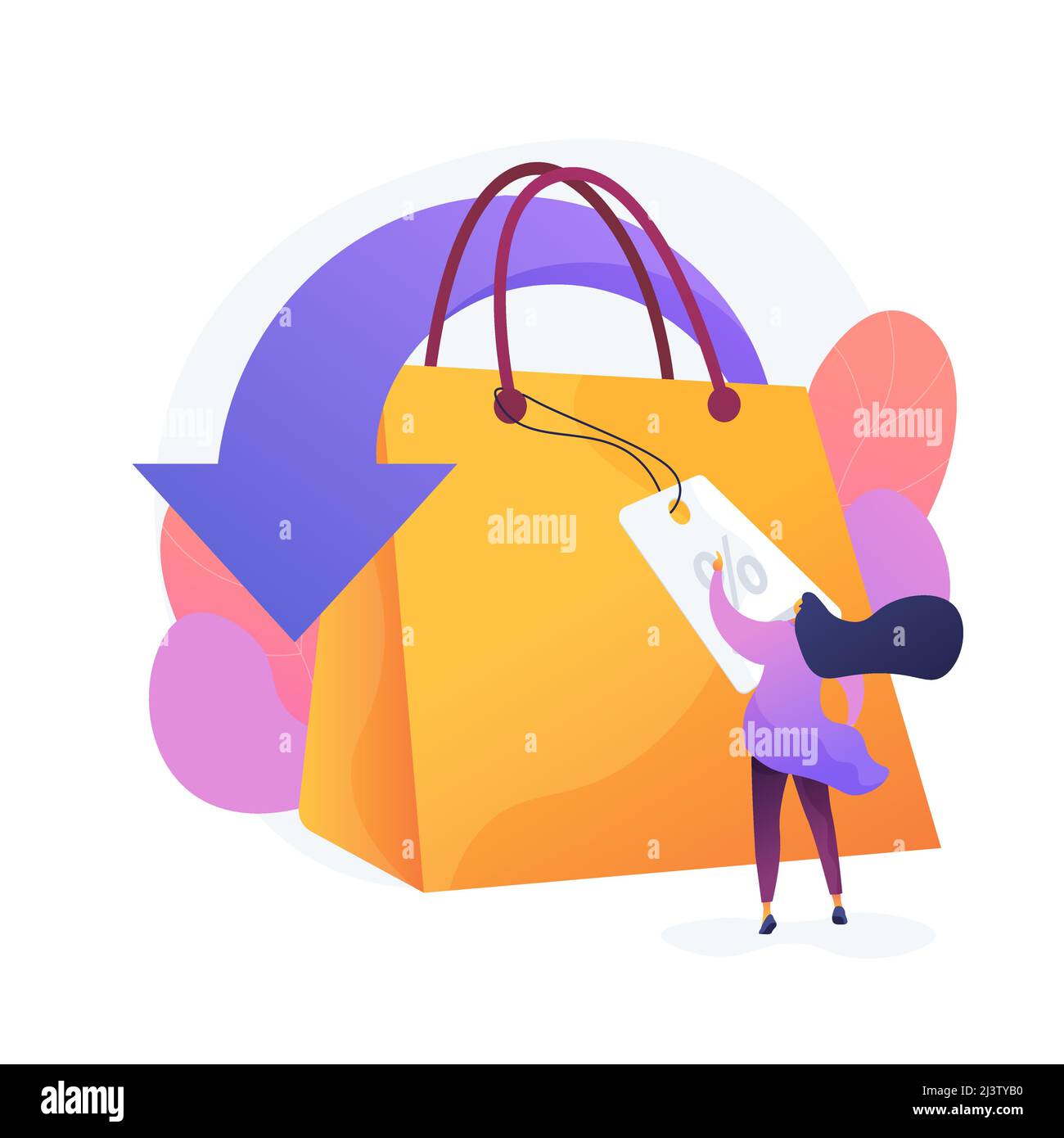 Sconti e indennità di shopping icona del web cartoon. Riduzione dei prezzi di vendita, vendite al dettaglio, marketing creativo. Offerta speciale, idea di attrazione per i clienti Illustrazione Vettoriale