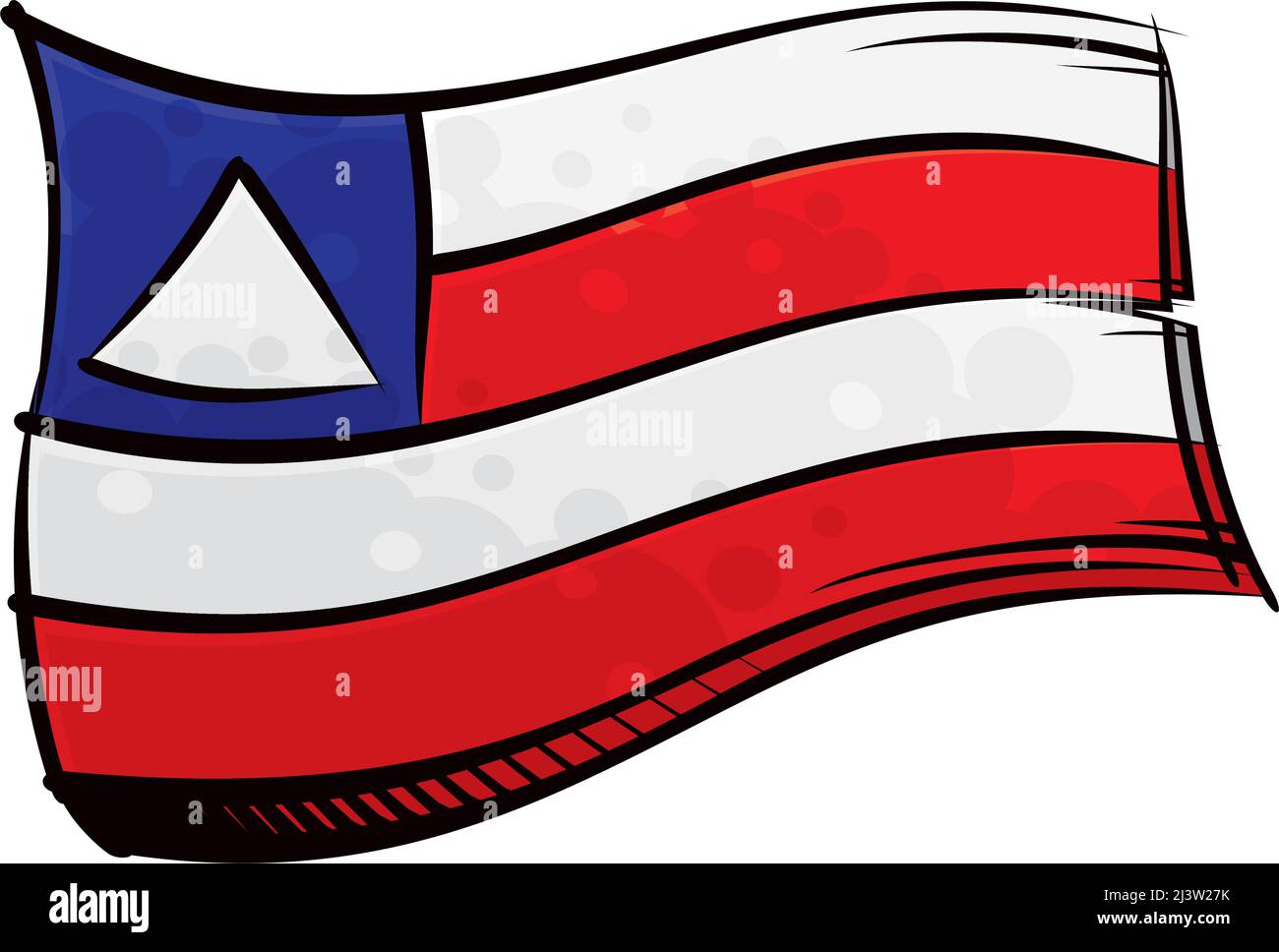 Bandiera Bahia dipinta che ondeggia nel vento Illustrazione Vettoriale