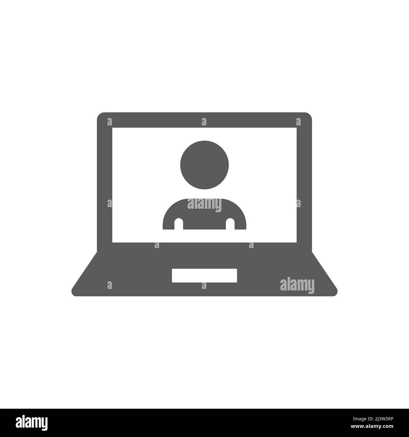 Laptop e un'icona vettoriale nera per una persona. Schermo del computer e un simbolo riempito di uomo, account utente. Illustrazione Vettoriale