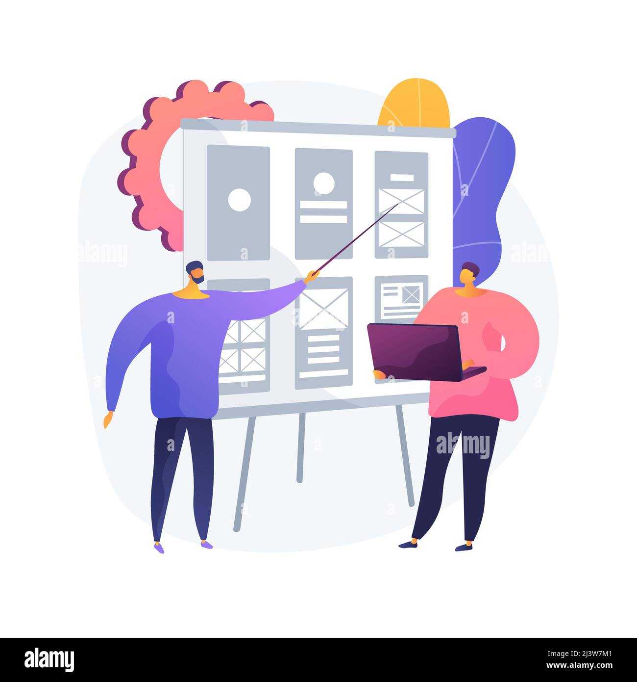 Illustrazione vettoriale del concetto astratto a reticolo. Layout pagina Web, elemento interfaccia, navigazione sito Web, screen blueprint, guida visiva, analisi aziendale Illustrazione Vettoriale