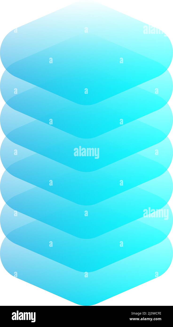 Multilivello, stratificato, stack stratificato, blocco, lotto. Database, backup, hosting Web, icona del vettore hardware del server, simbolo. Illustrazione del vettore di scorta, clip-art Illustrazione Vettoriale