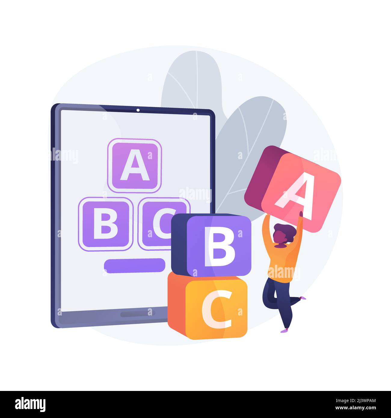 Illustrazione vettoriale del concetto astratto dell'app di apprendimento precoce. Applicazione prescolare, piattaforma di formazione precoce, routine di apprendimento infantile, software di studio, k Illustrazione Vettoriale