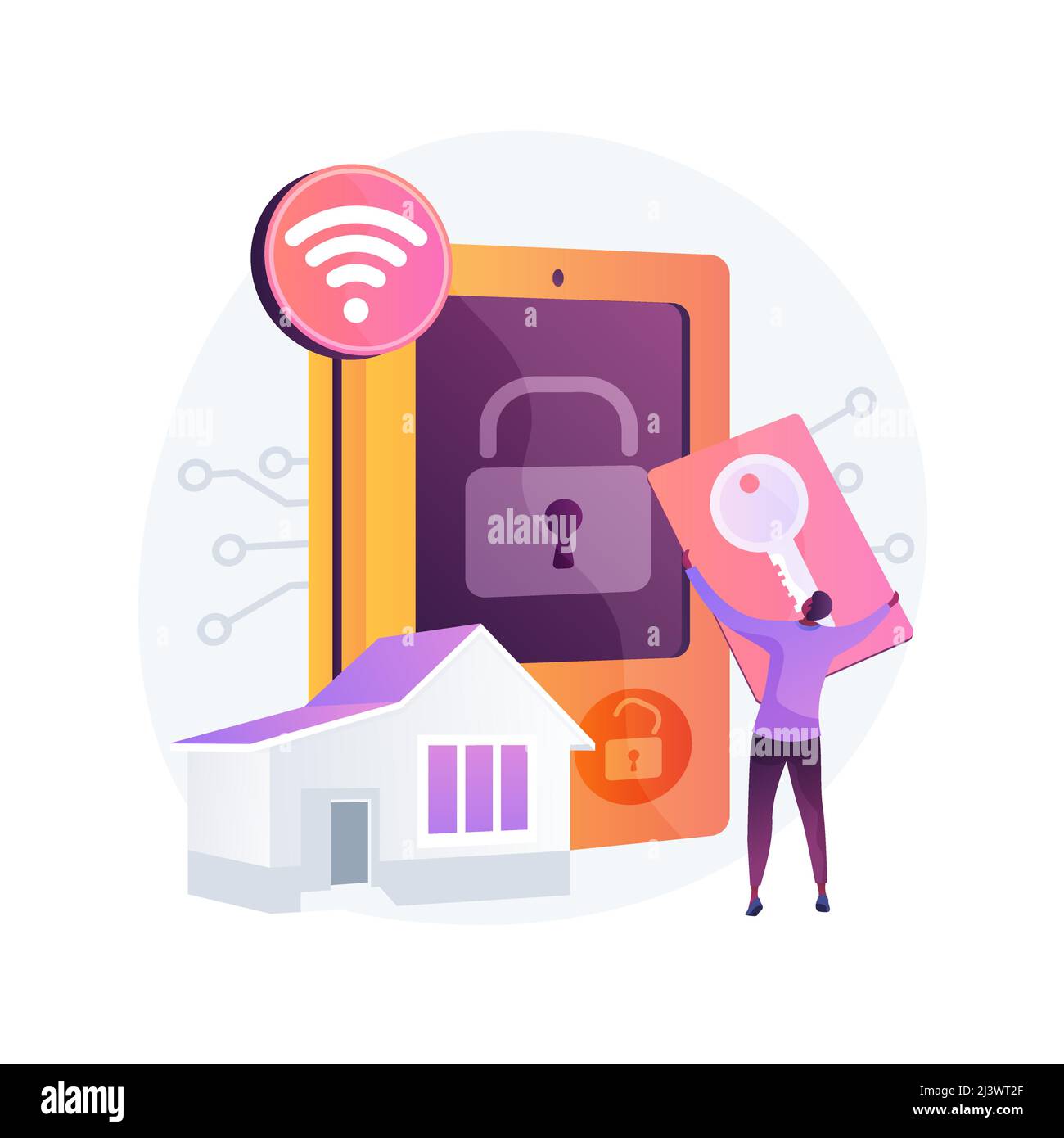 Illustrazione vettoriale del concetto astratto del sistema di controllo dell'accesso. Sistema di limitazione degli accessi, soluzione di controllo biometrico, software di gestione della sicurezza, Finger Illustrazione Vettoriale