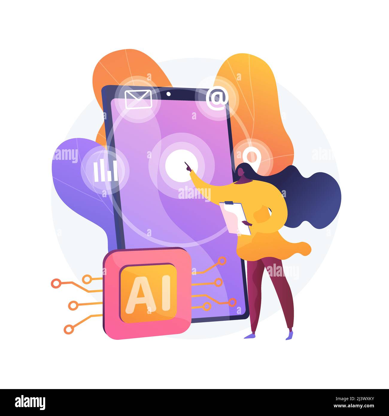 Illustrazione vettoriale del concetto astratto dell'interfaccia intelligente. Interfaccia utente interattiva, ingegneria di usabilità, progettazione di esperienze personalizzate, artificio Illustrazione Vettoriale