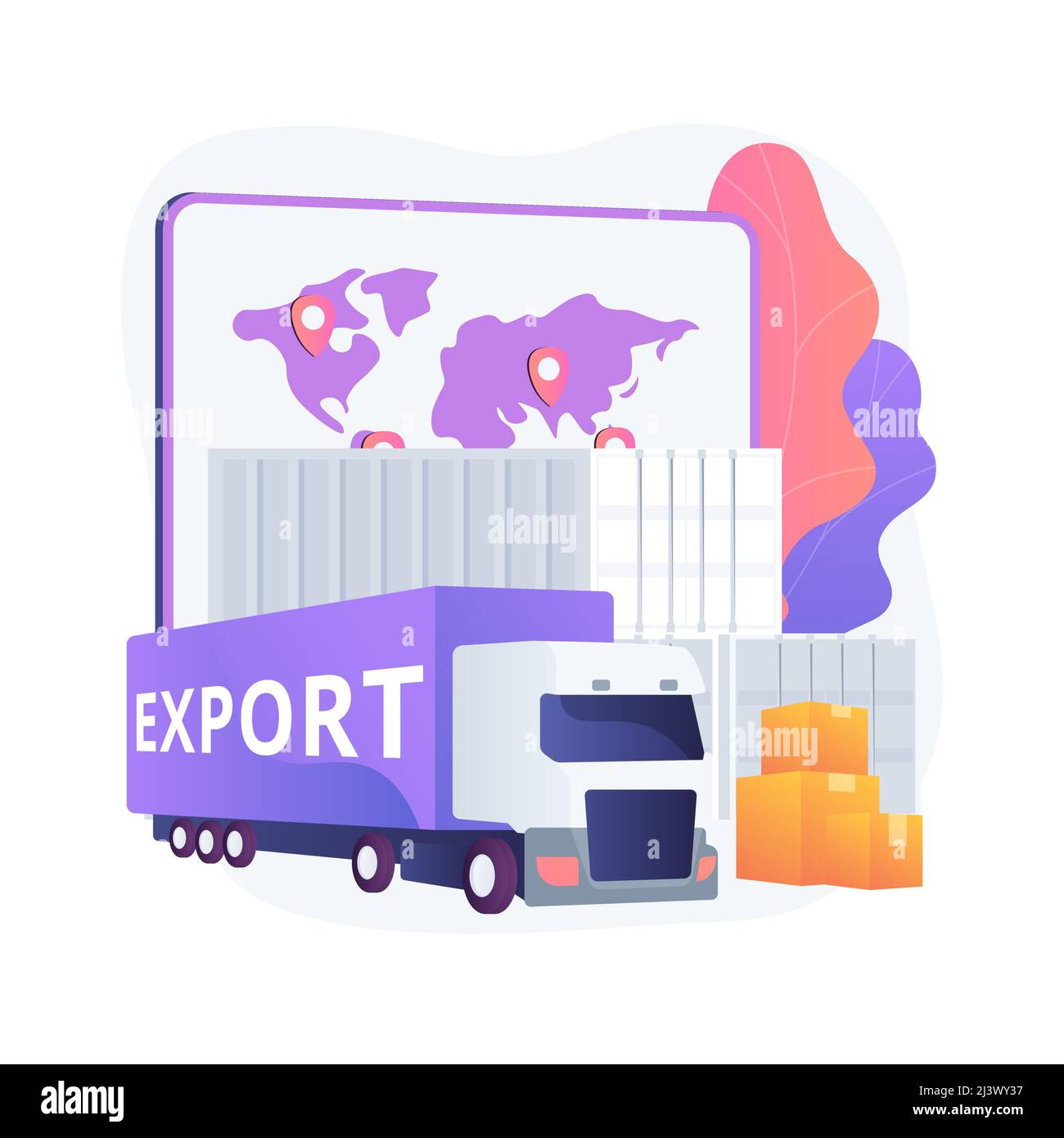 Illustrazione vettoriale del concetto astratto del controllo di esportazione. Servizi di licenza, esportazione di beni, software e tecnologia, sicurezza nazionale, magazzino Illustrazione Vettoriale