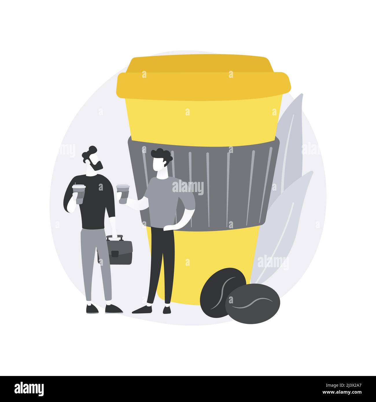 Illustrazione vettoriale del concetto astratto di pausa caffè. Distributore automatico di bevande calde, pausa caffè, basso consumo energetico, dose di caffeina energizzante, vita in ufficio, prendi aw Illustrazione Vettoriale