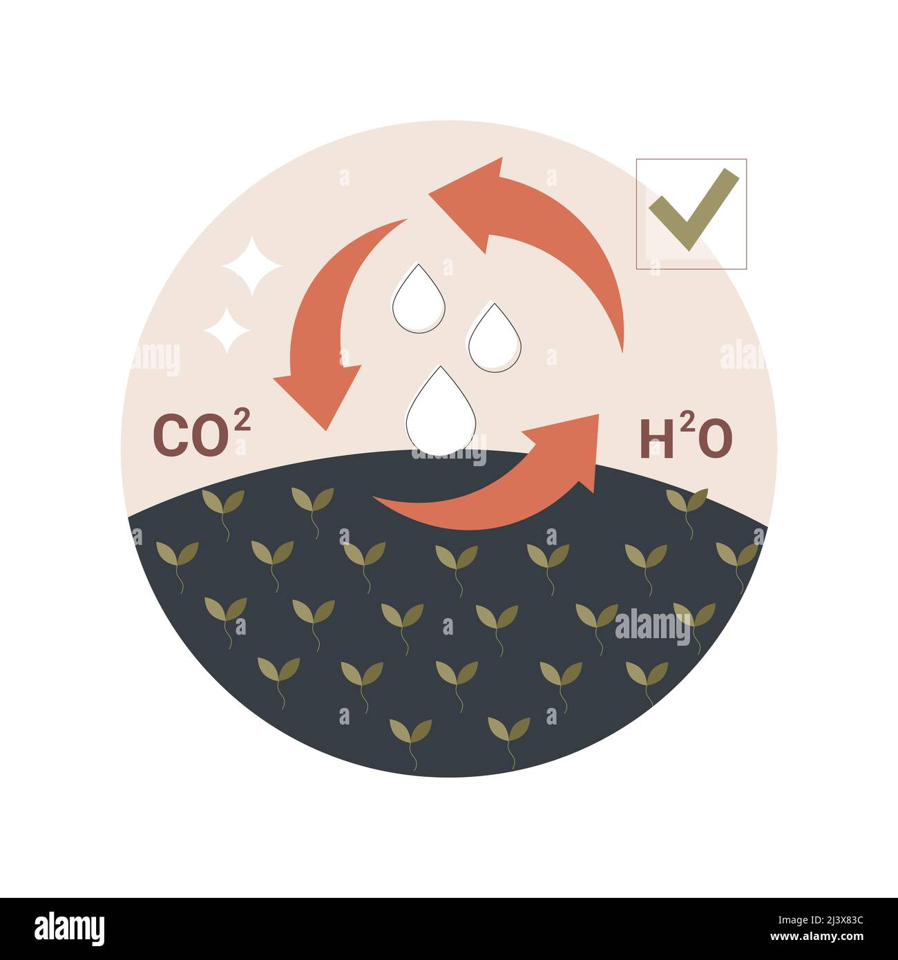 Illustrazione del vettore astratto di concetto di agricoltura rigenerativa. Conservazione e riabilitazione del sistema agricolo, aumento della biodiversità ecologica, wat Illustrazione Vettoriale